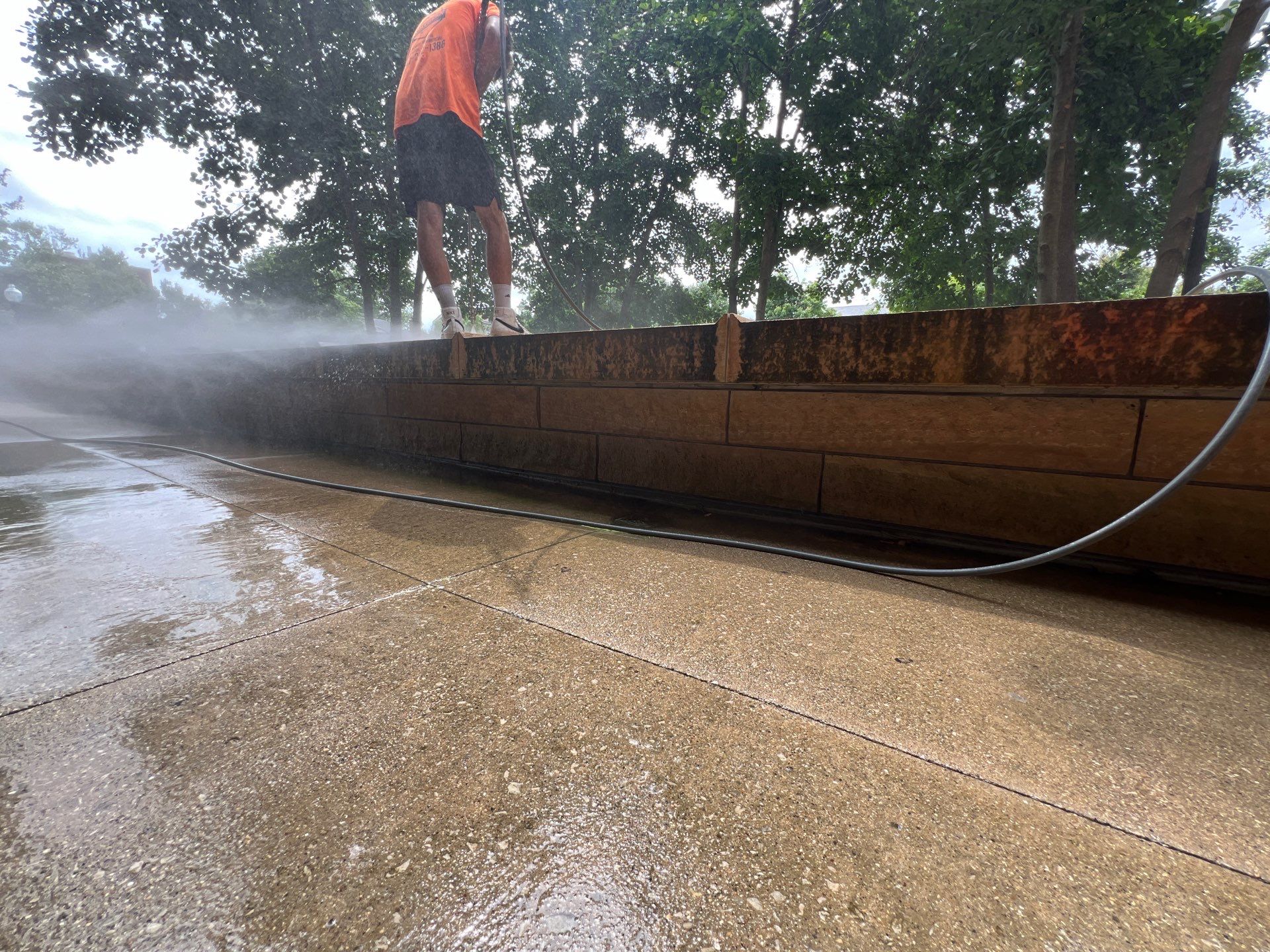 natural stone using Algaecide, soft wash soap by Northern Power Washing LLC.