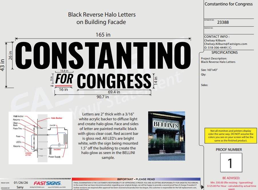 Constantino for Congress Dimensional Sign Installation in Glens Falls by FASTSIGNS of Saratoga Springs