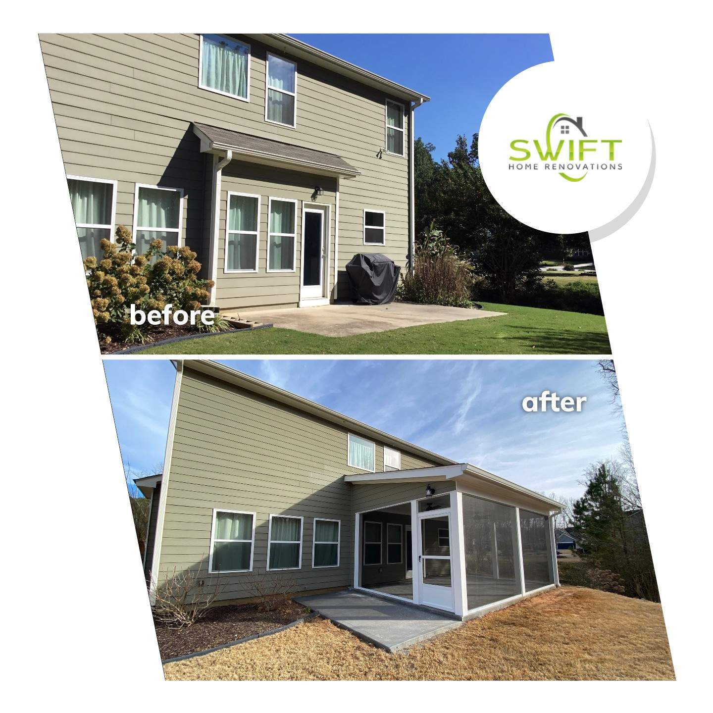 Custom Screened-In Porch Addition with Ceiling Fans in Cumming by Swift Home Renovations 