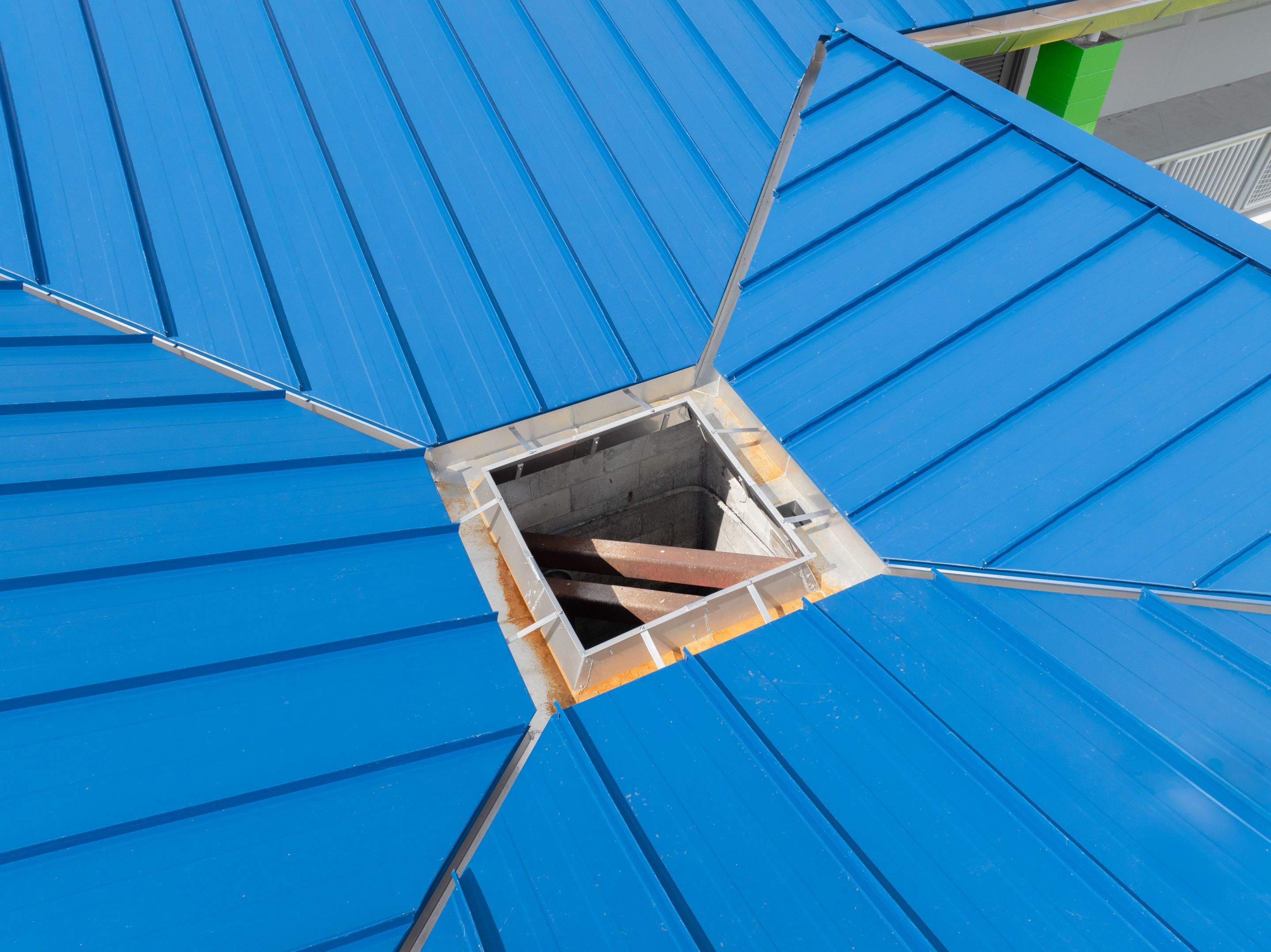 24ga 1.5" Mechanical Seam Slate Blue by Total Roofing System The Metal Roof Experts