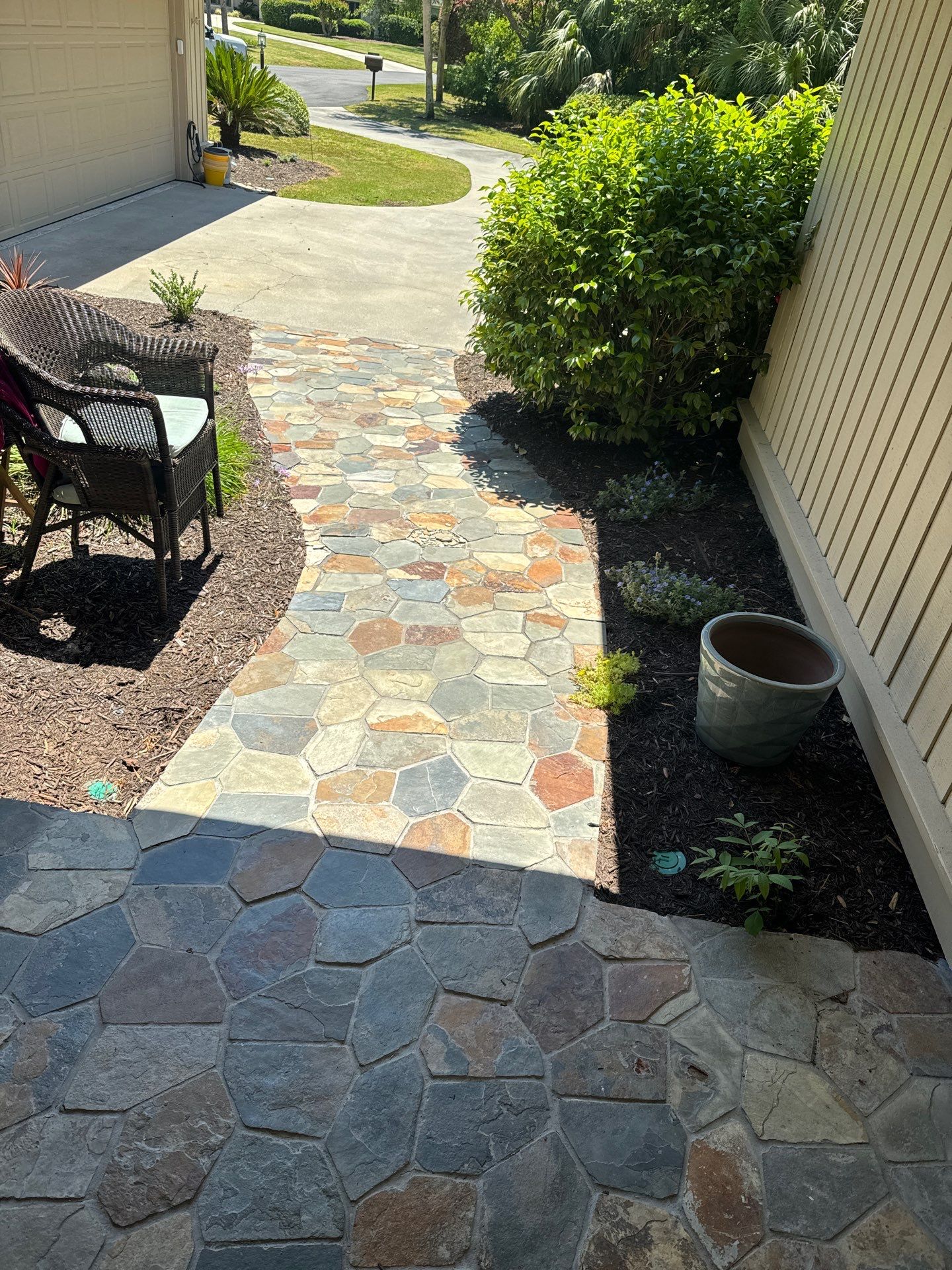 Custom Herringbone Paver Walkway and Entryway in Hilton Head Island by Lowcountry Scapes, LLC