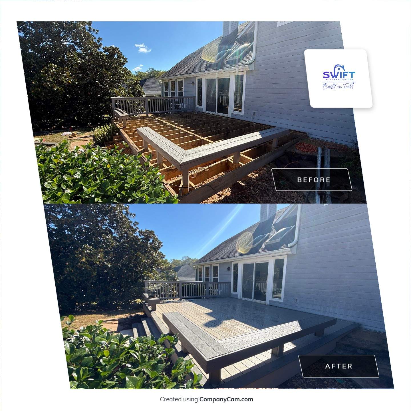 Custom Composite Deck with Integrated Seating in Roswell by Swift Home Renovations