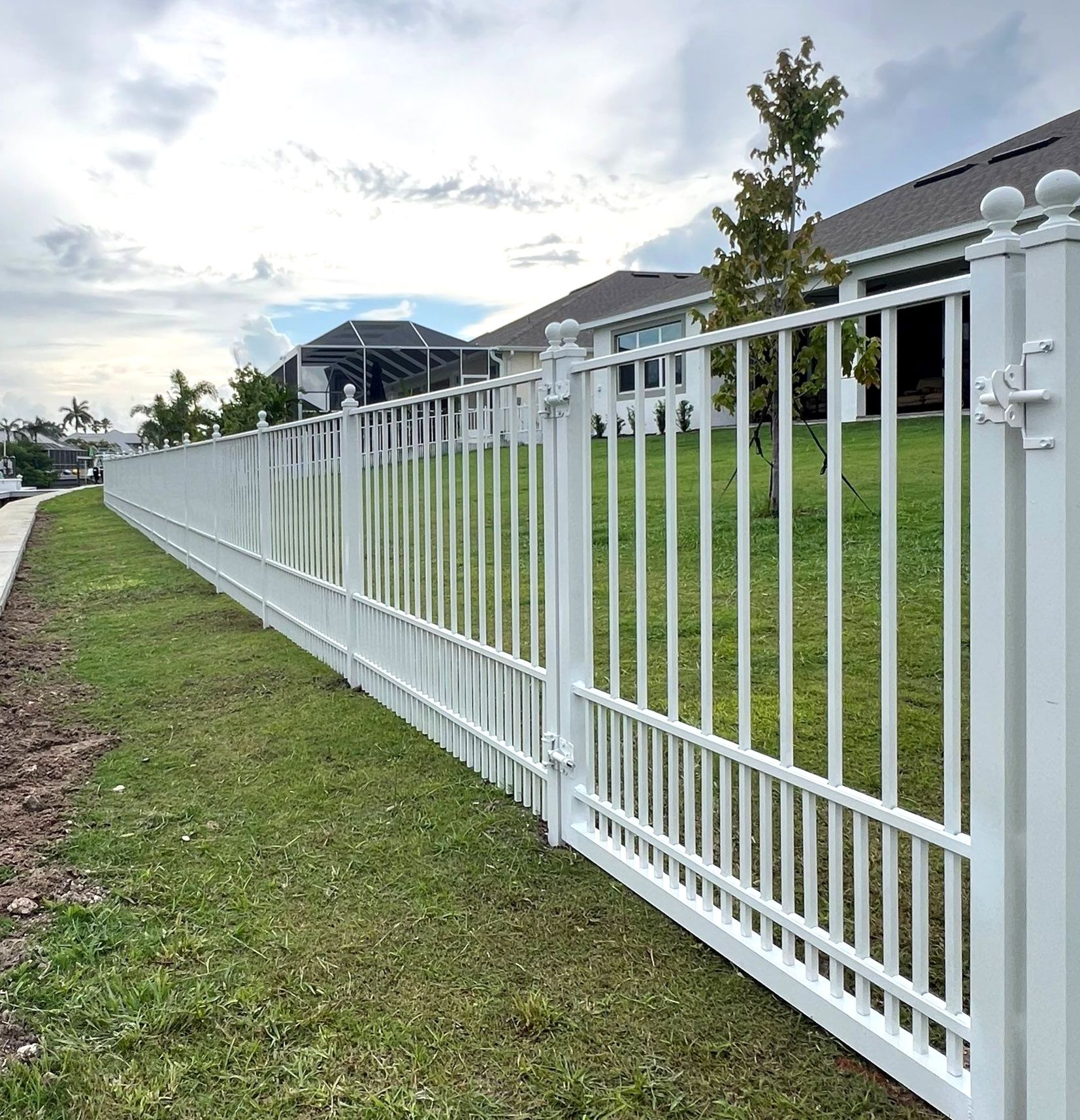 Aluminum Fence Installation using White Aluminum Puppy Picket Fence by Asap fence and gates, LLC