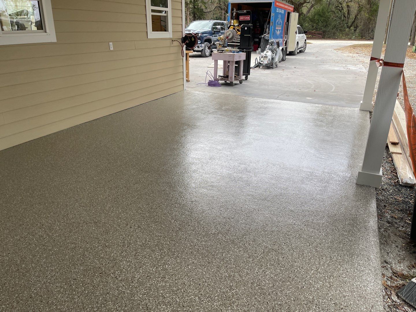 Garage and Carport in Chiefland, FL in Pebble Beach by Cross Creek Concrete Coatings