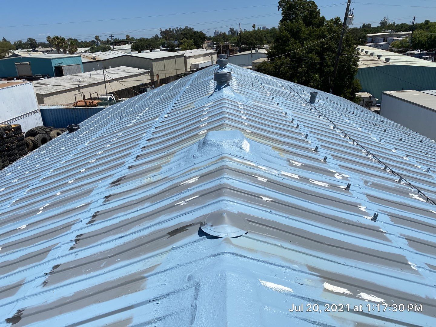 MR Roofing system using Conklin Benchmark/PUMA XL fabric and coating by Straight Edge Roofing Inc