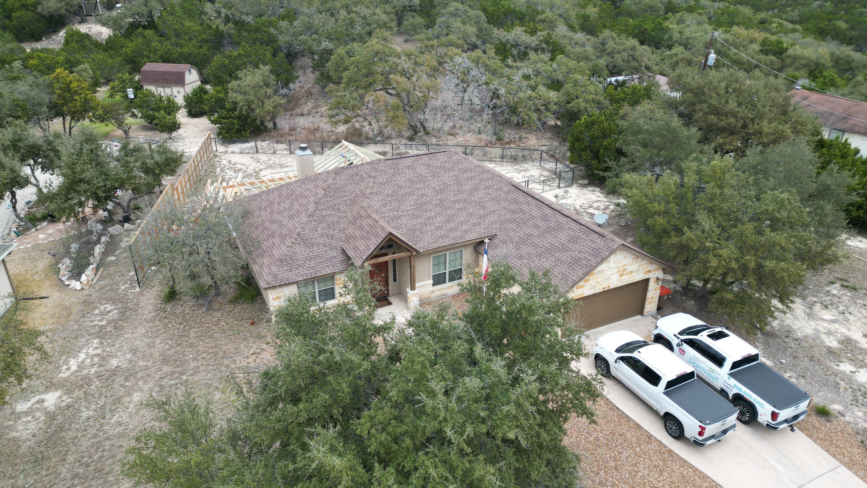 Reroof with Back Patio Addition using Owens Corning Duration Aged Copper by Lightning Exteriors