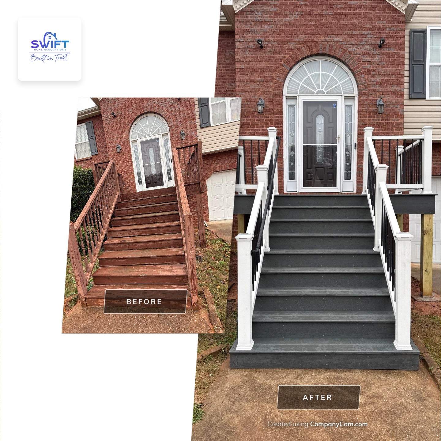 Modern Front Entry Deck and Staircase Renovation in Douglasville by Swift Home Renovations