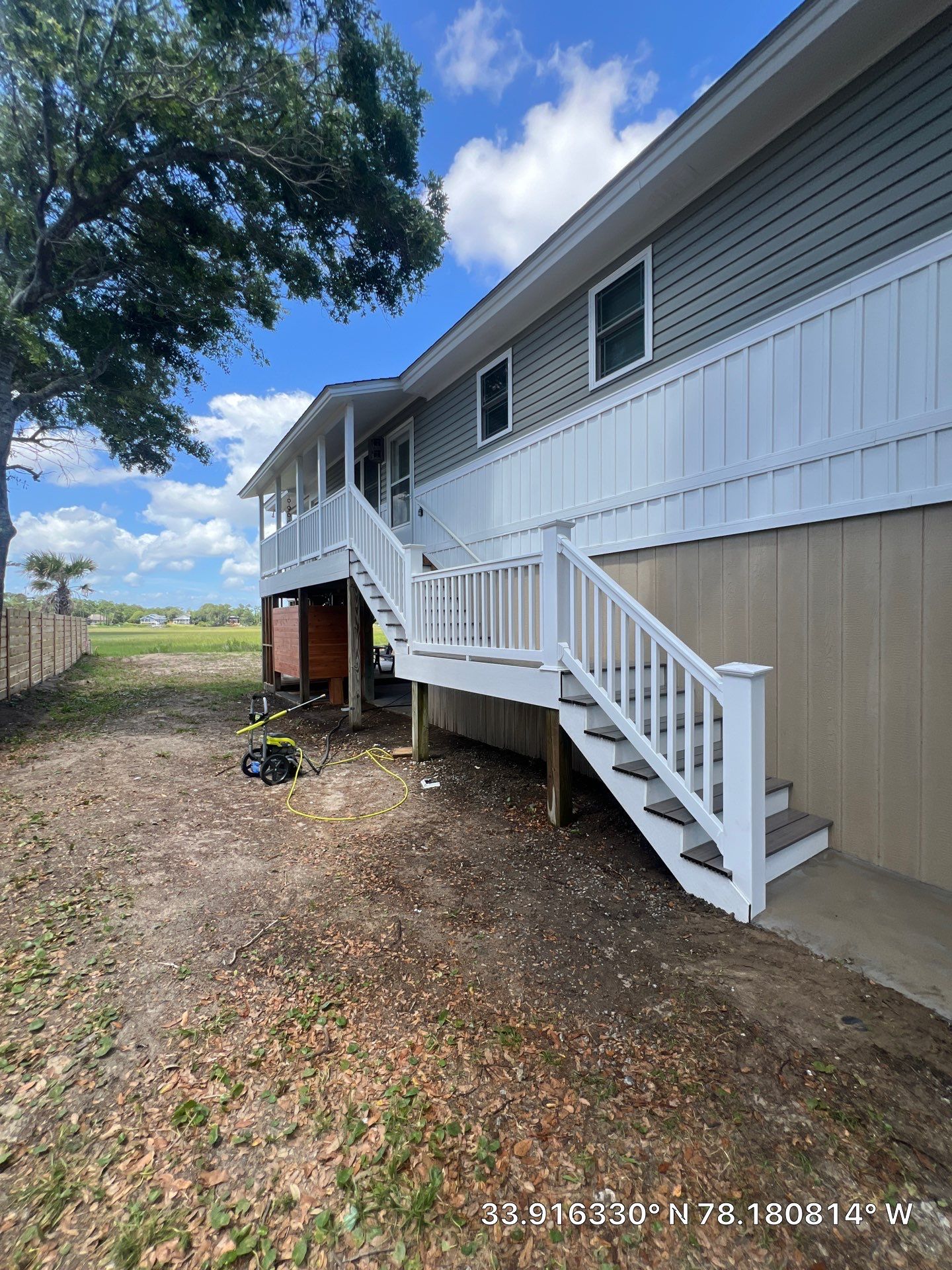 Exterior Stair Repair and Sidewalk Installation in Oak Island, NC by RGR Construction and Roofing, LLC