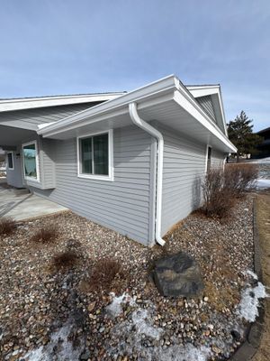 Residential Seamless Gutter Installation using 3"x4" Aluminum Downspouts