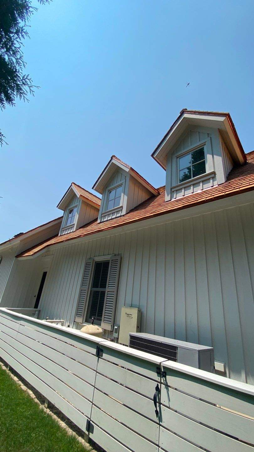 Cedar Shake Roof Replacement with Half Round Gutter Installation by Custom Installations