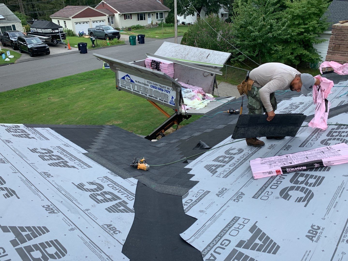 Siding Installation using Certainteed monogram charcoal gray Owens Corning Onyx Black by A Plus Exterior