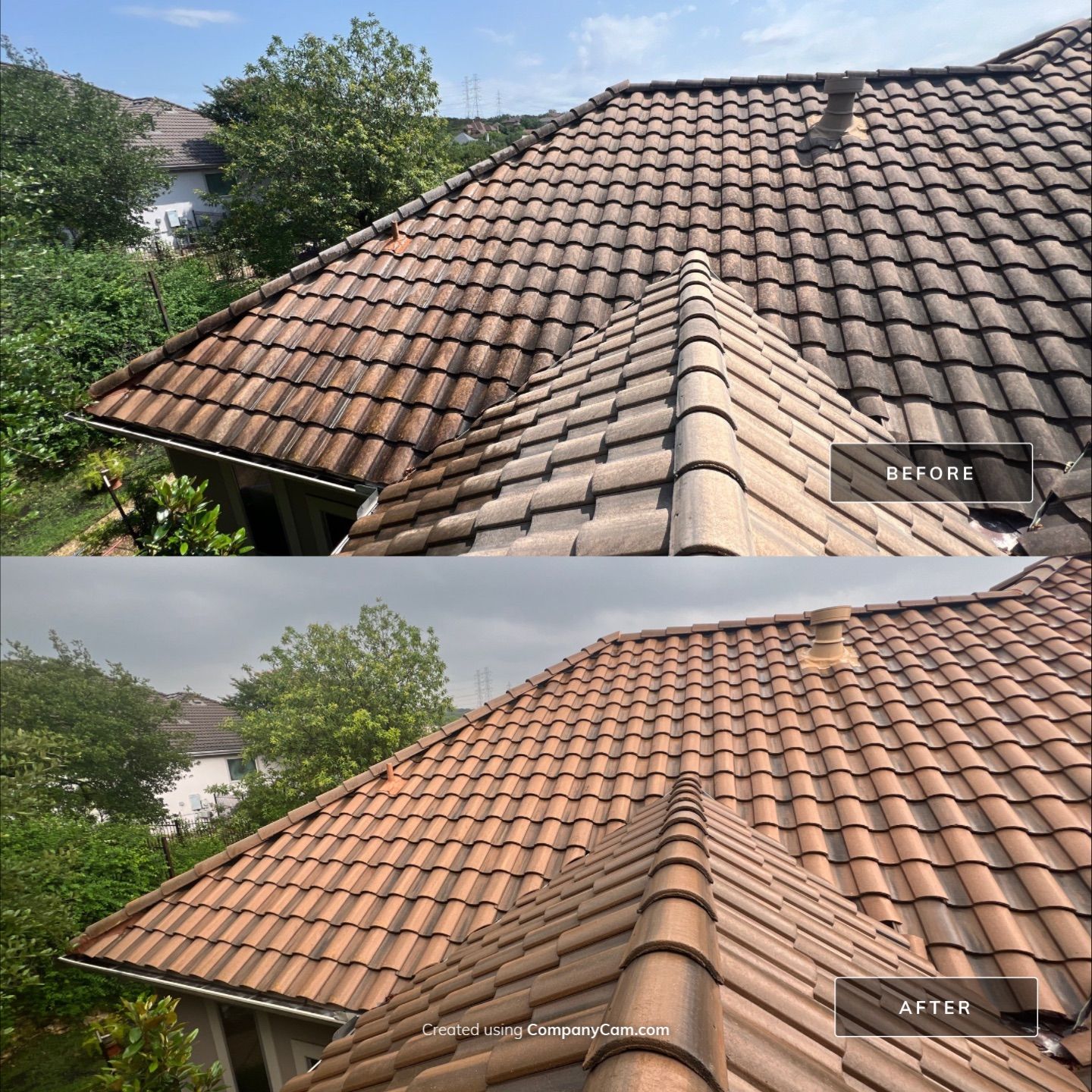 Tile Roof Wash Project in San Antonio by Bright Choice