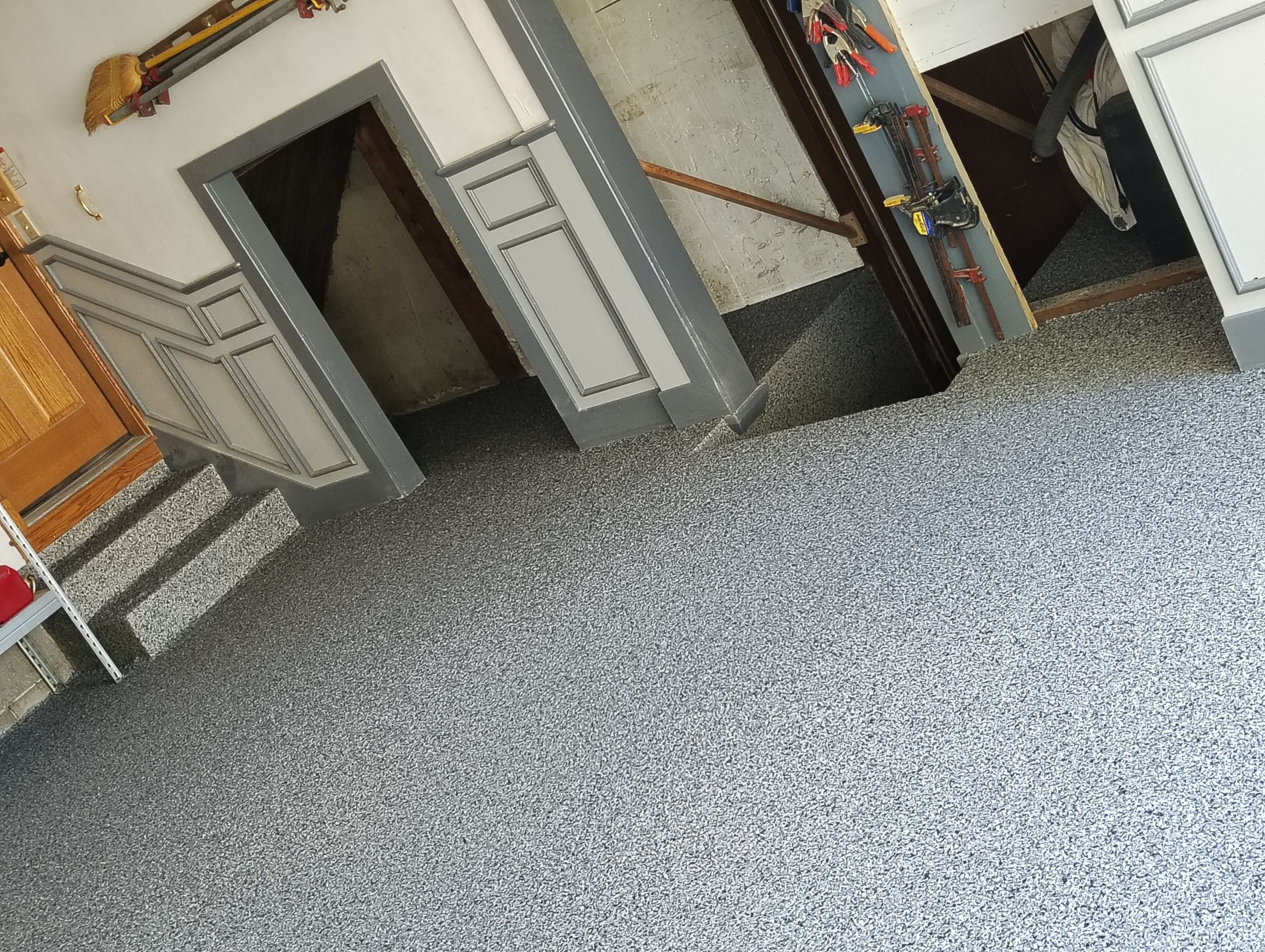 Nightfall Decorative Chip Garage Floor Coating in Luverne, Minnesota by Select Painting, Coatings & Garage Cabinets