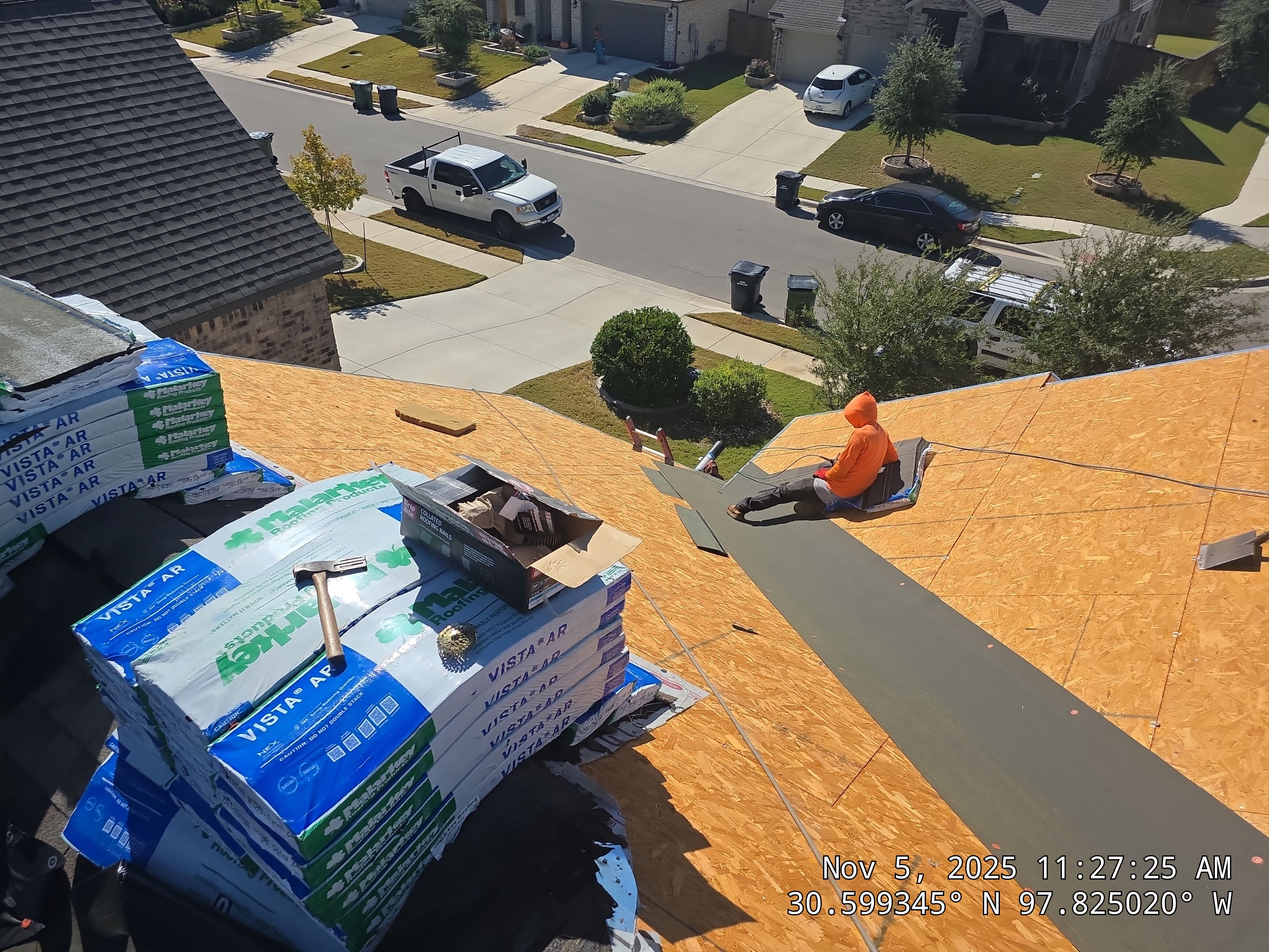 Hail Damage Roof Replacement and Sheathing Repair in Leander by Caliber Restoration LLC
