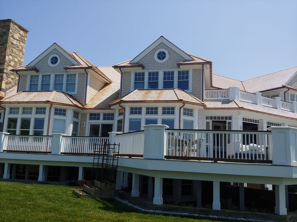 Gutter Installation using 6" Half Round Copper Gutter in East Sandwich, MA by Gutter Pro Enterprises