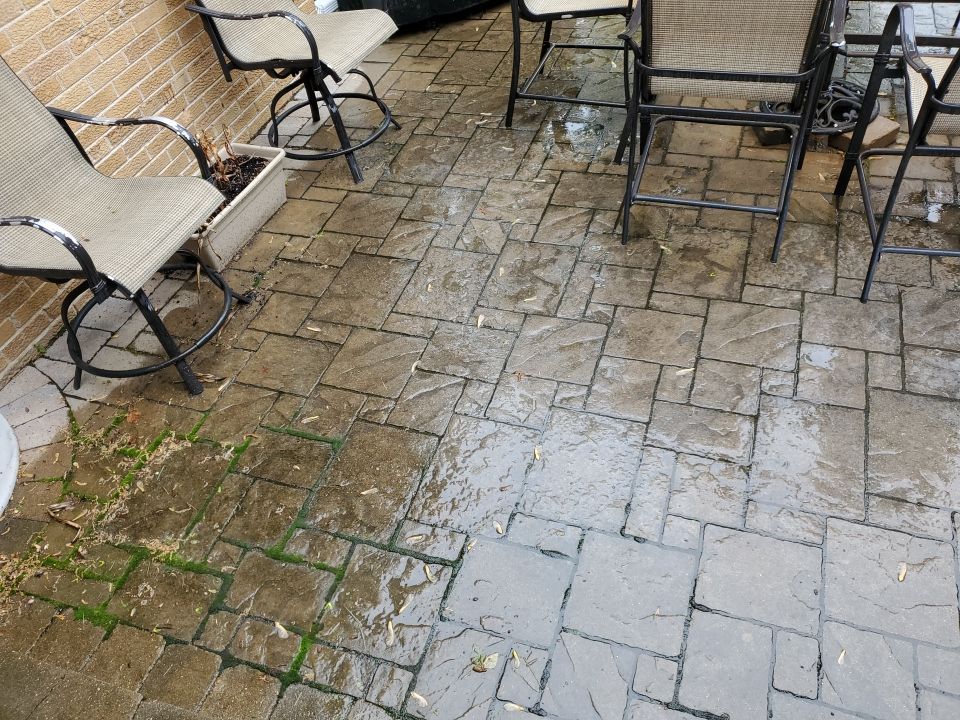 Brick paver clean, sand and seal.  using Polysweep polymeric sand by Northern Power Washing LLC.