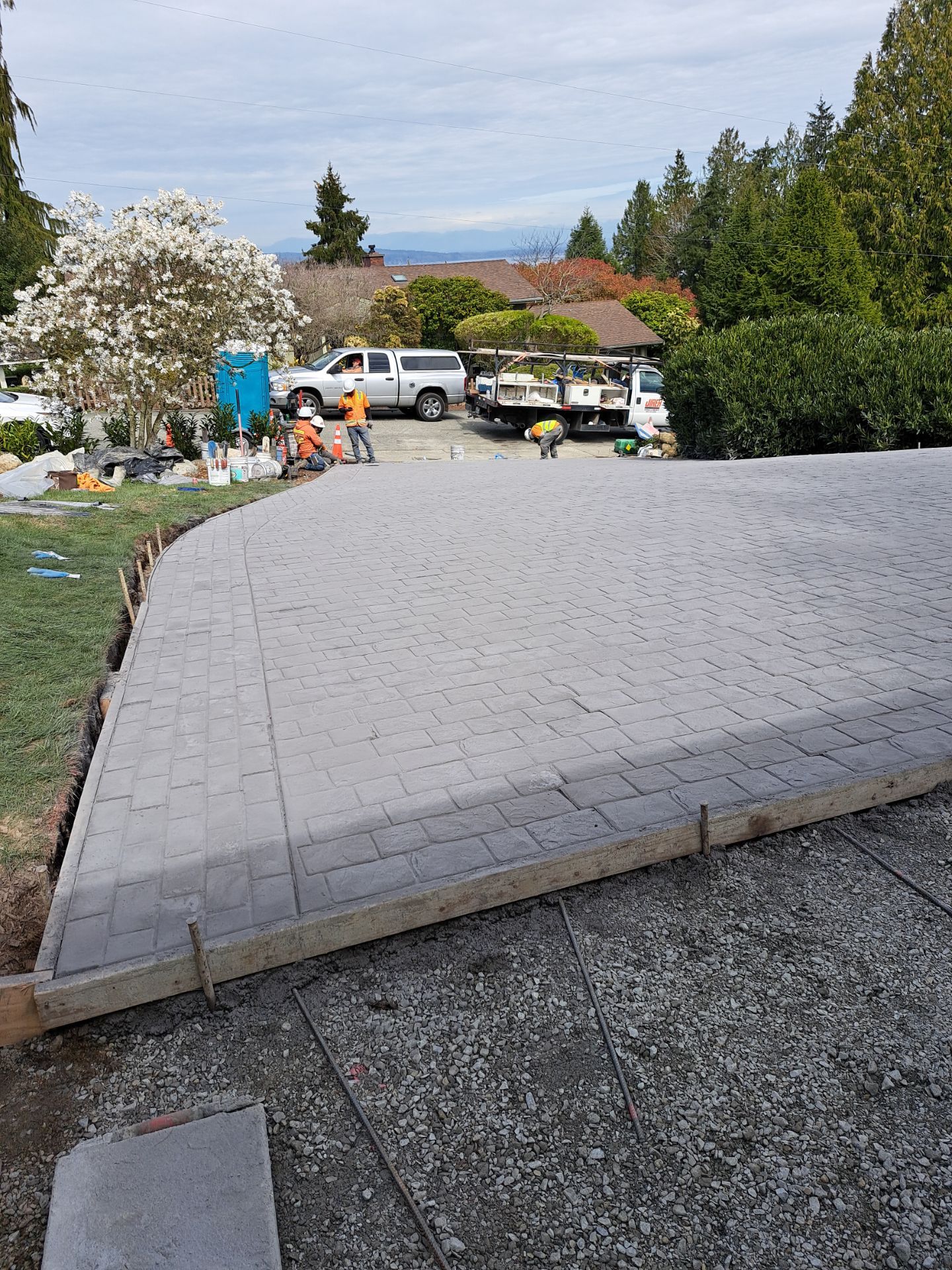 John | Stamped Concrete Driveway Makeover by Jireh Asphalt & Concrete Inc 