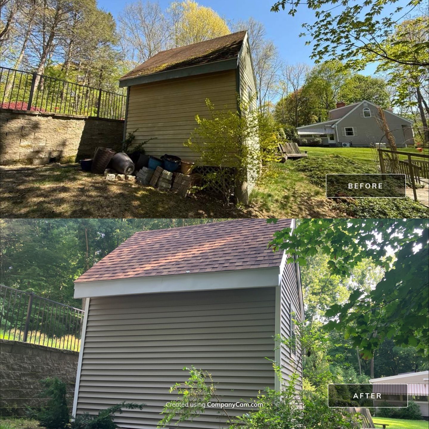 Shed Siding Renewal with Cert Monogram D/4 x 12'6" Clapboard, Natural Clay by DiGiorgi Roofing and Siding Inc