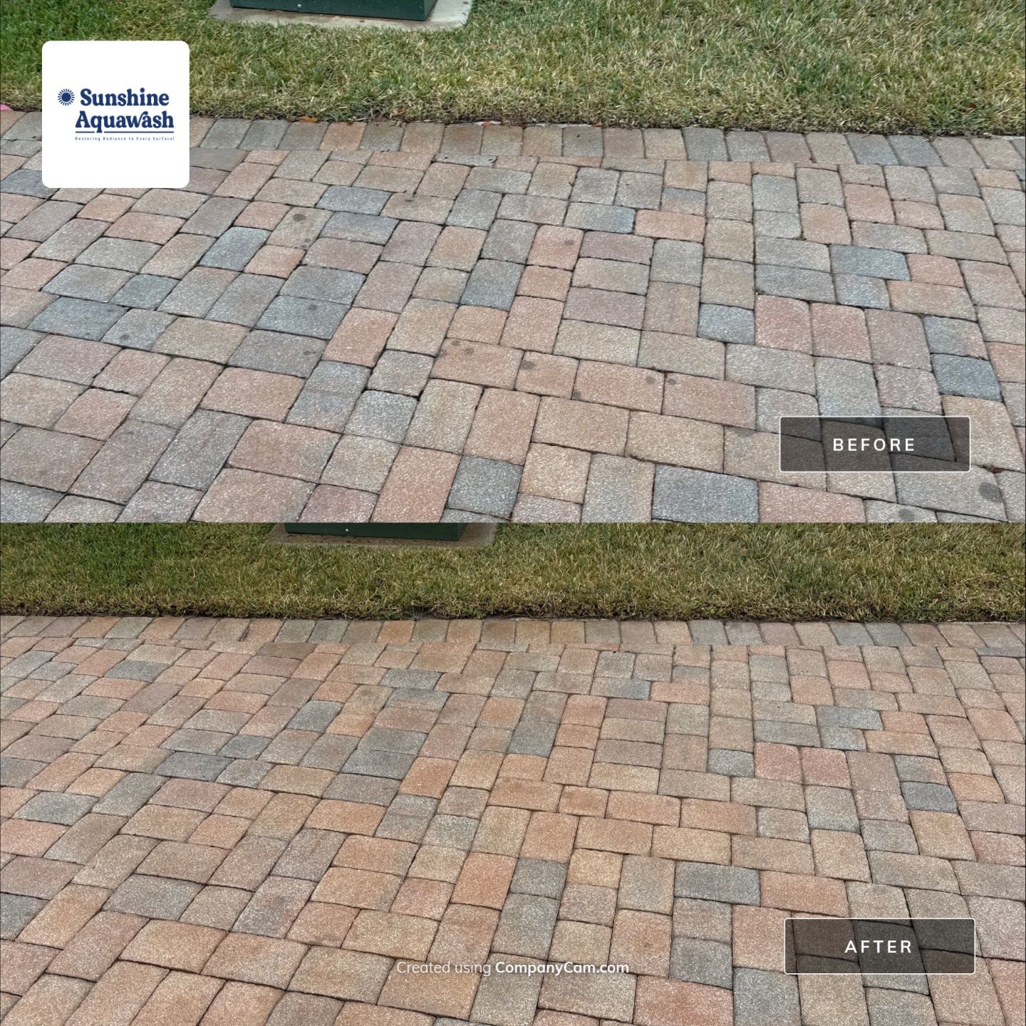 Oil & Tar Removal from Paver Driveway & Entryway by Sunshine AquaWash