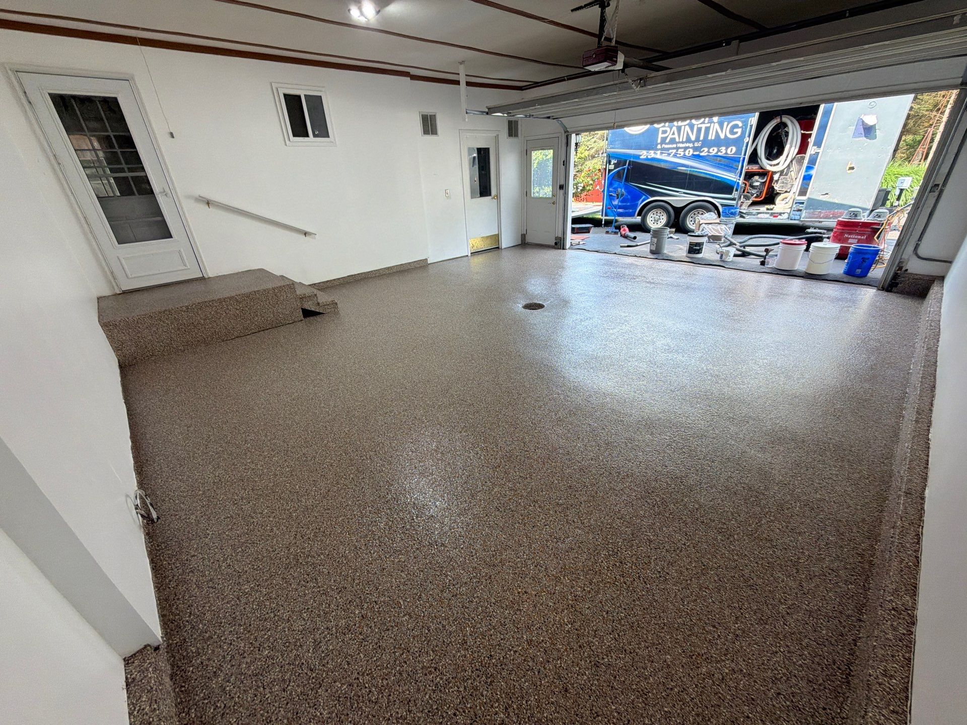 Multi-Colored Epoxy Flake Garage Floor Installation in Fruitport by Gordon Painting