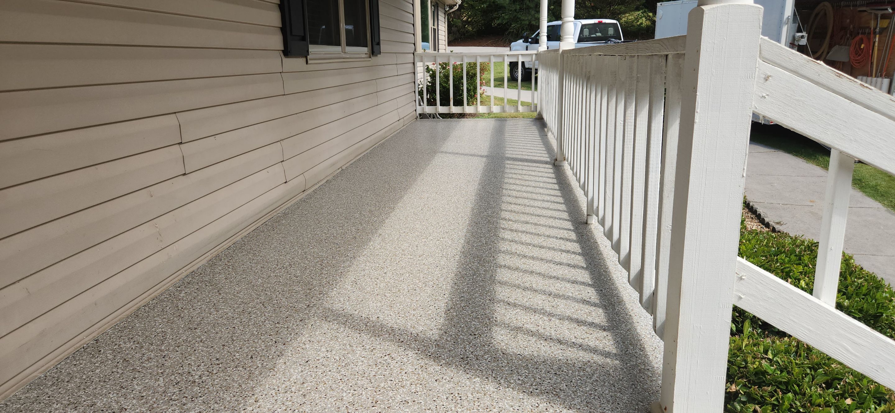 Front Porch Makeover Using Creekbed Flake! by Elite Floor Solutions