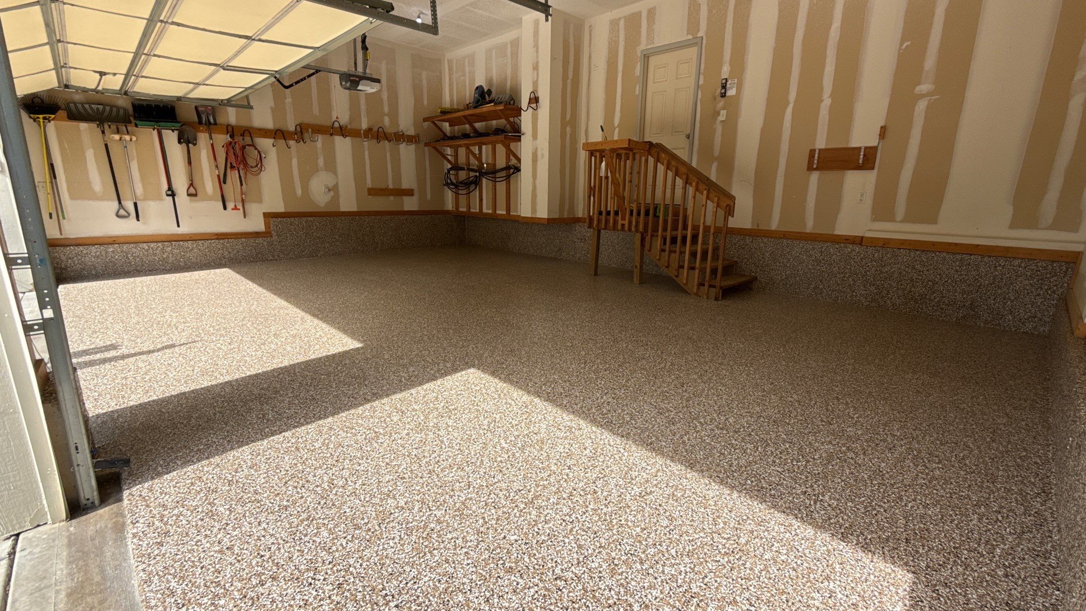 Jan's New Bean Flake Floor Looks Amazing by Banner Garage