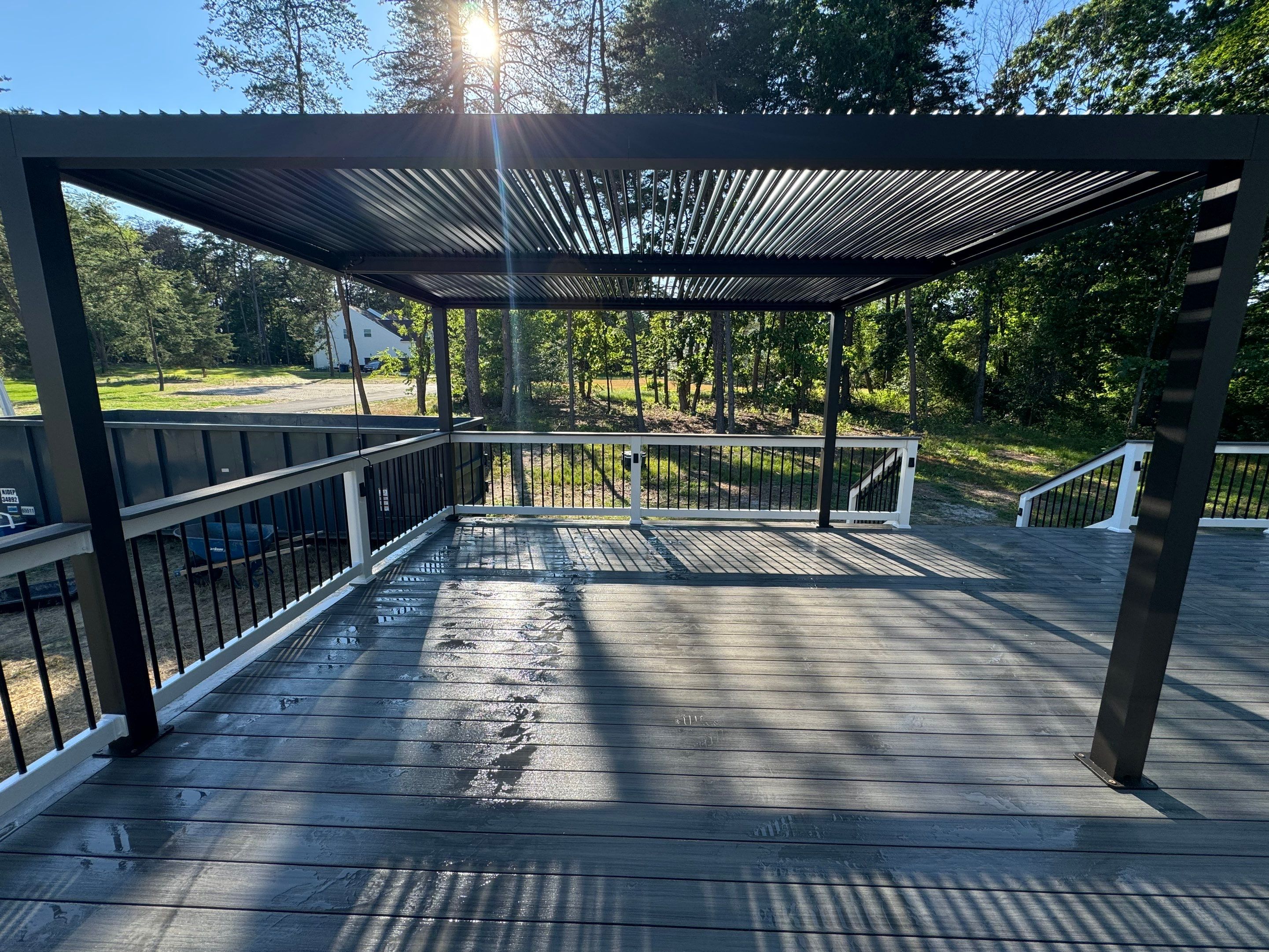 New Deck with Manual Louvered Pergola by deck guardian