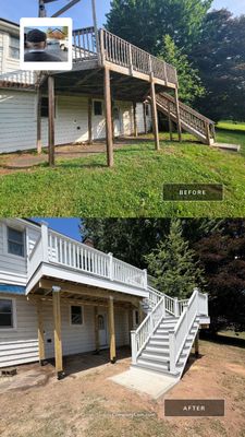 Deck Replacement using Trex tropical Island mist and transcend white railing. 