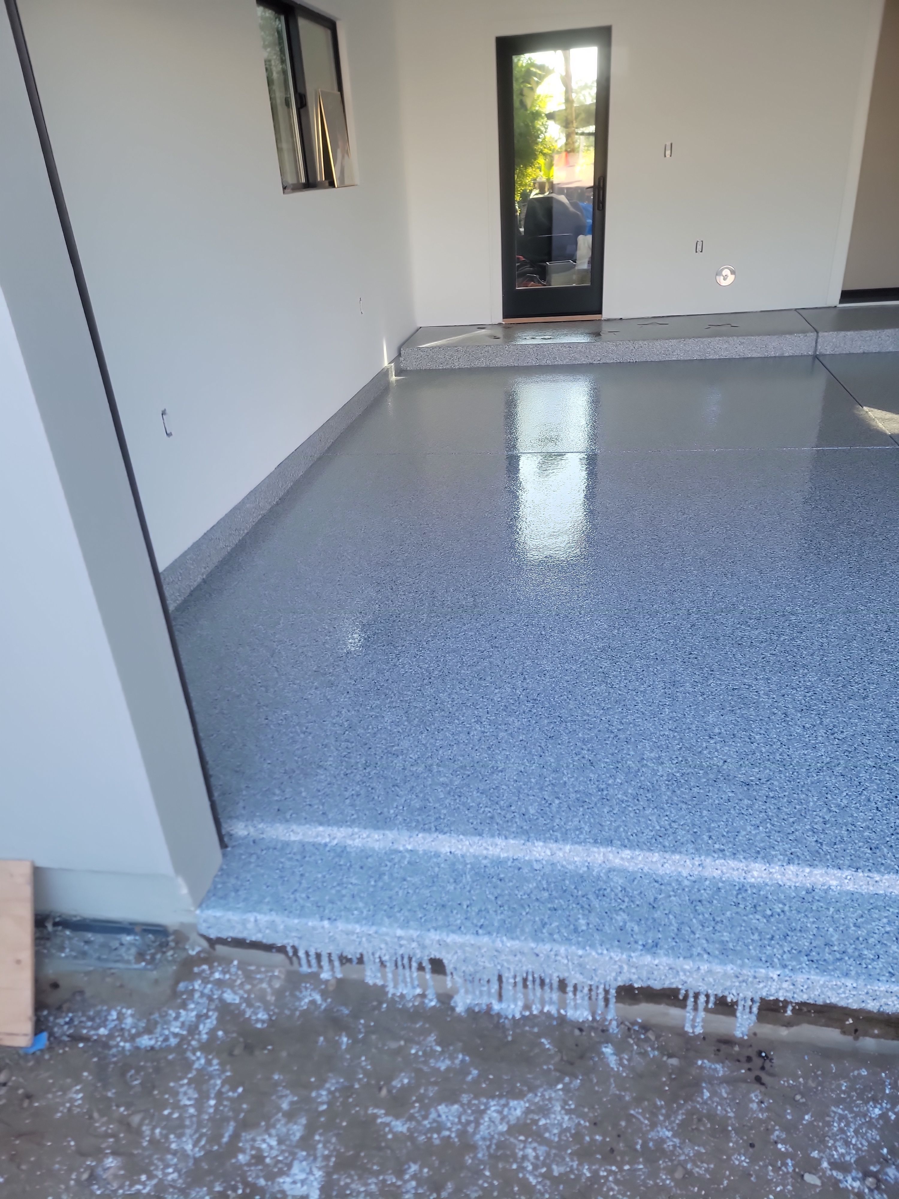 Stonewash Garage Floor Coating and Quartz Concrete Driveway in Morro Bay by MGP Coatings