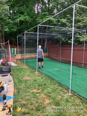 Custom Backyard Batting Cage Installation with Turf in Vienna