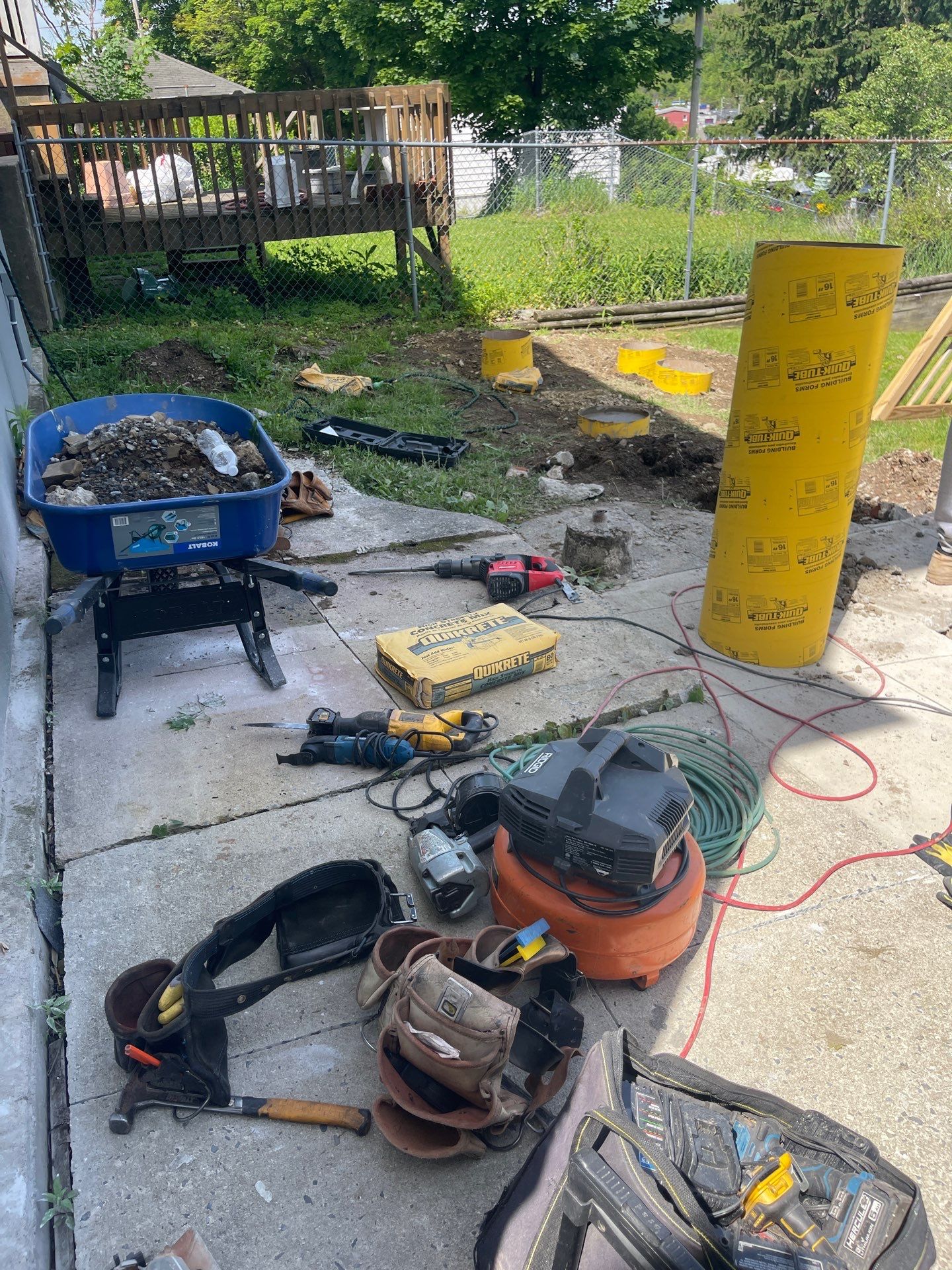 Pressure-Treated Wooden Staircase and Concrete Footing Installation in Schuylkill Haven by Herts Roofing & Construction