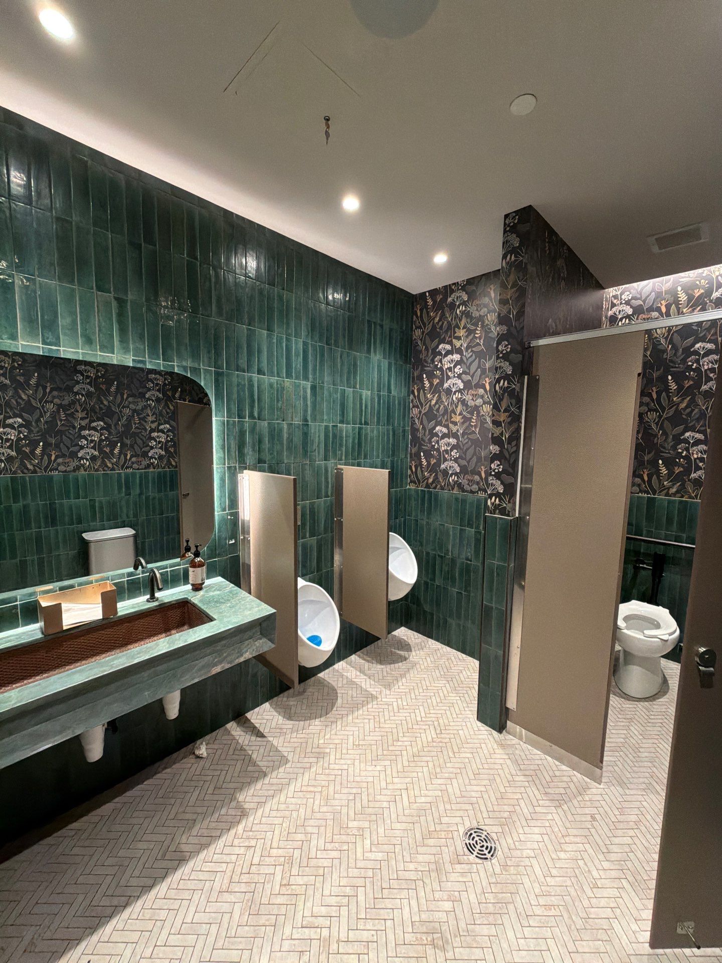 Restaurant Restroom Interior with Custom Wallpaper  by Pure Incs