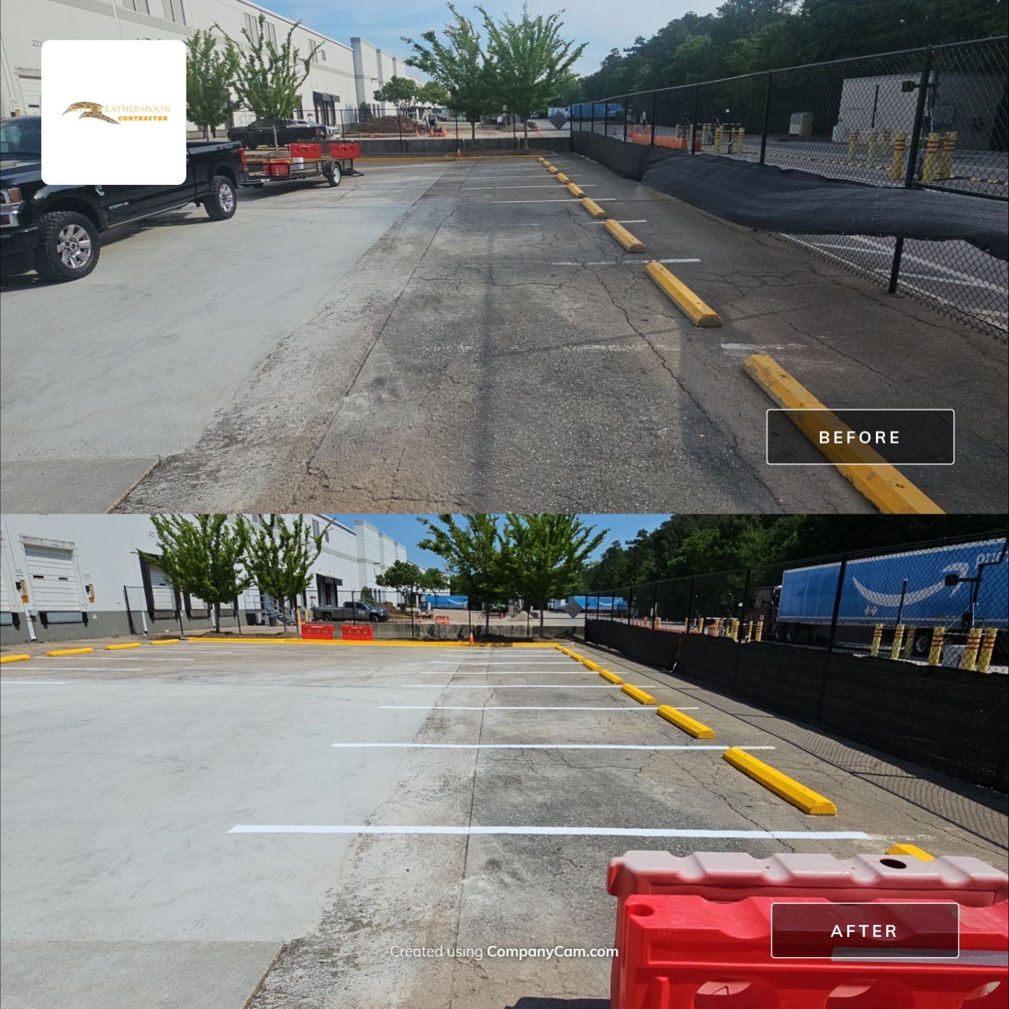 Striping Amazon Parking Lot  by Billy Weatherspoon Contractor