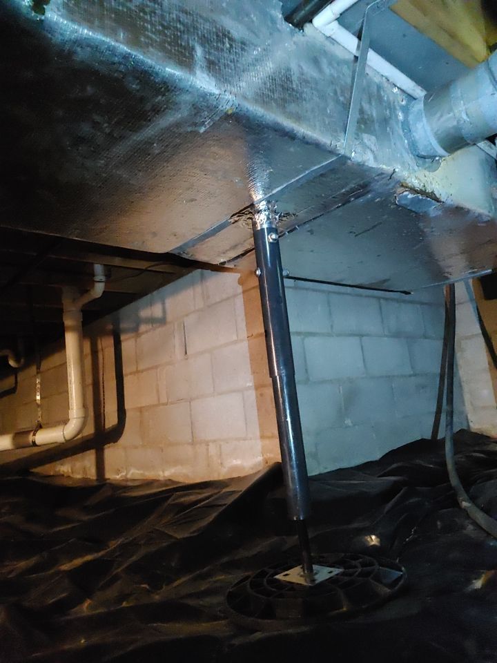 Crawl space encapsulation and Waterproofing using Structural Wood and Steel Reinforcements by Toledo Basement Repair 