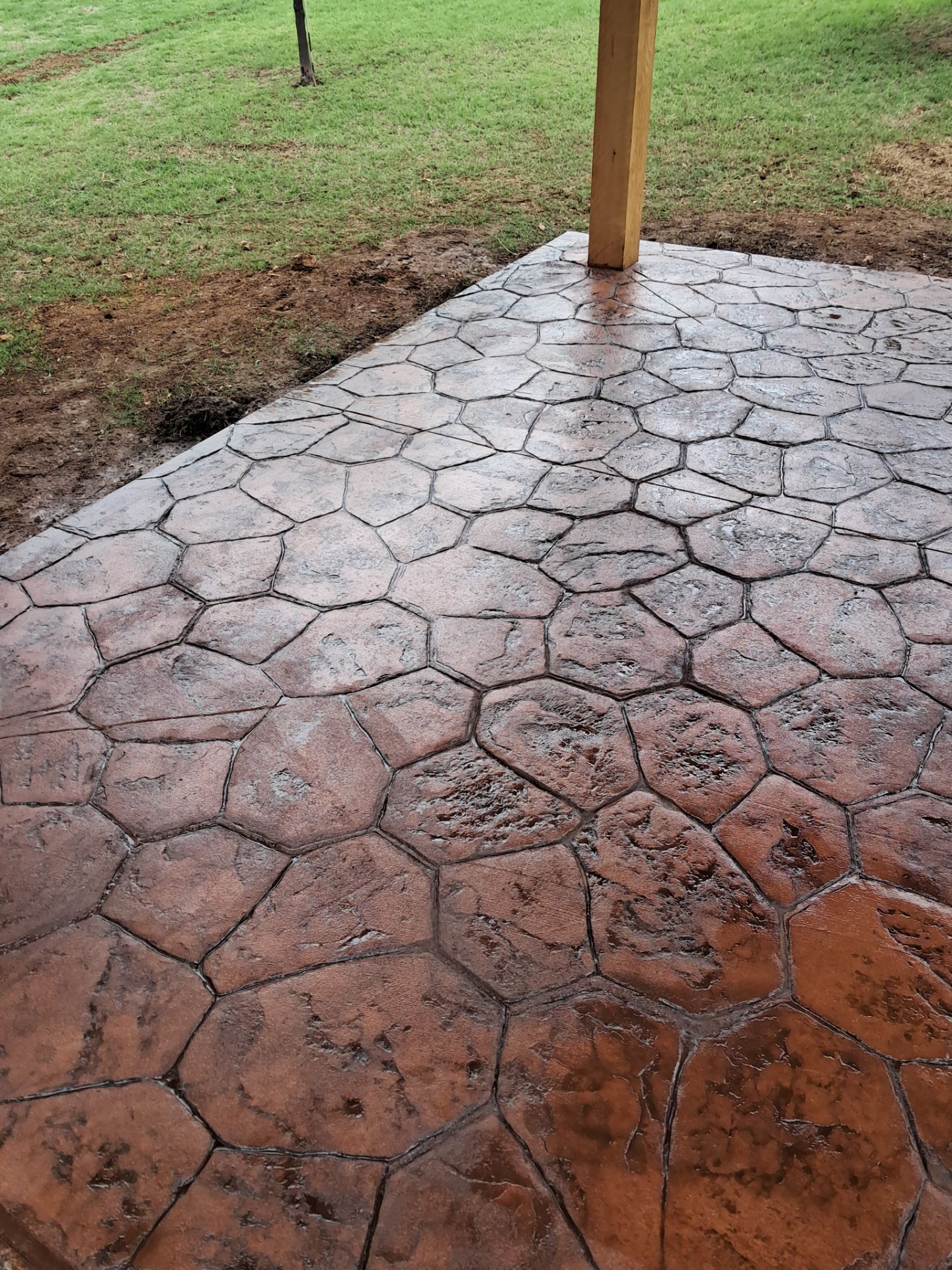 Stamped Concrete & Custom Pergola Build by Clays Services Inc