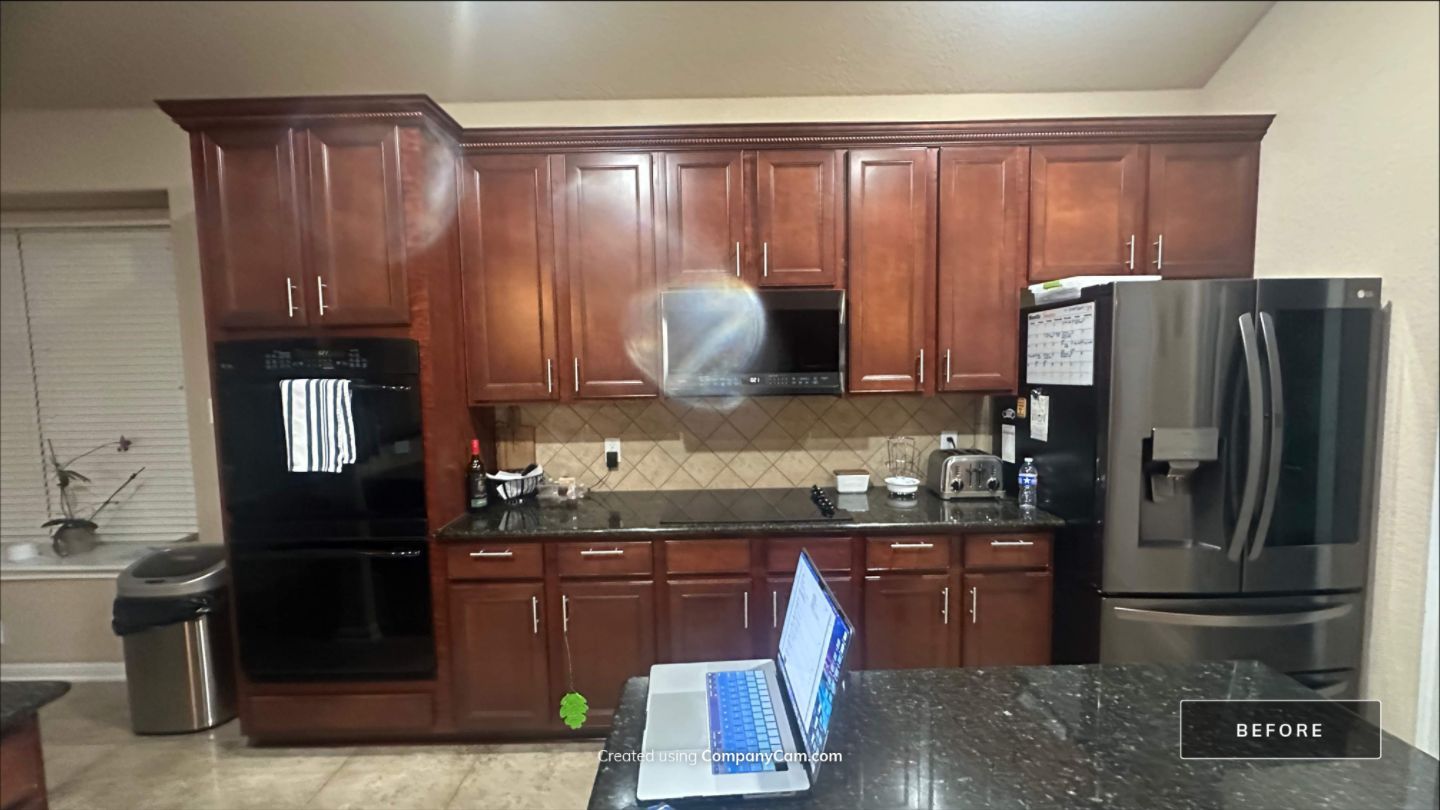 Cibolo Kitchen Refresh with Painted Cabinets, Quartz Countertops & Herringbone Backsplash by Legacy Bath and Kitchen 