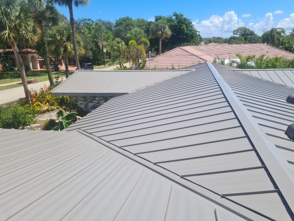 Residential Roofing Installation using 1" Nail strip metal roof by BLUES BROTHERS ROOFING