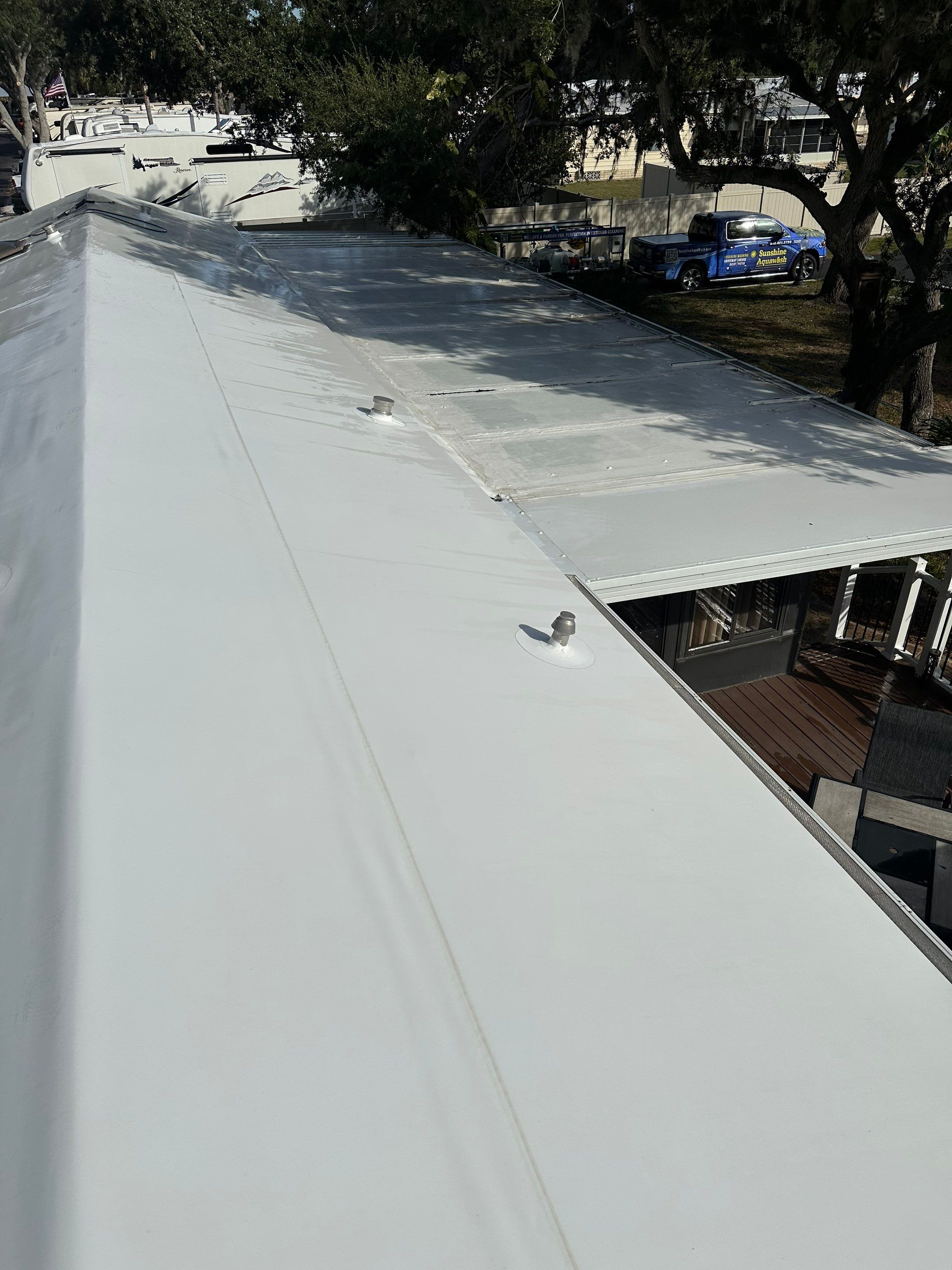 TPO Membrane Roof Cleaning and Gutter Cleaning by Sunshine AquaWash