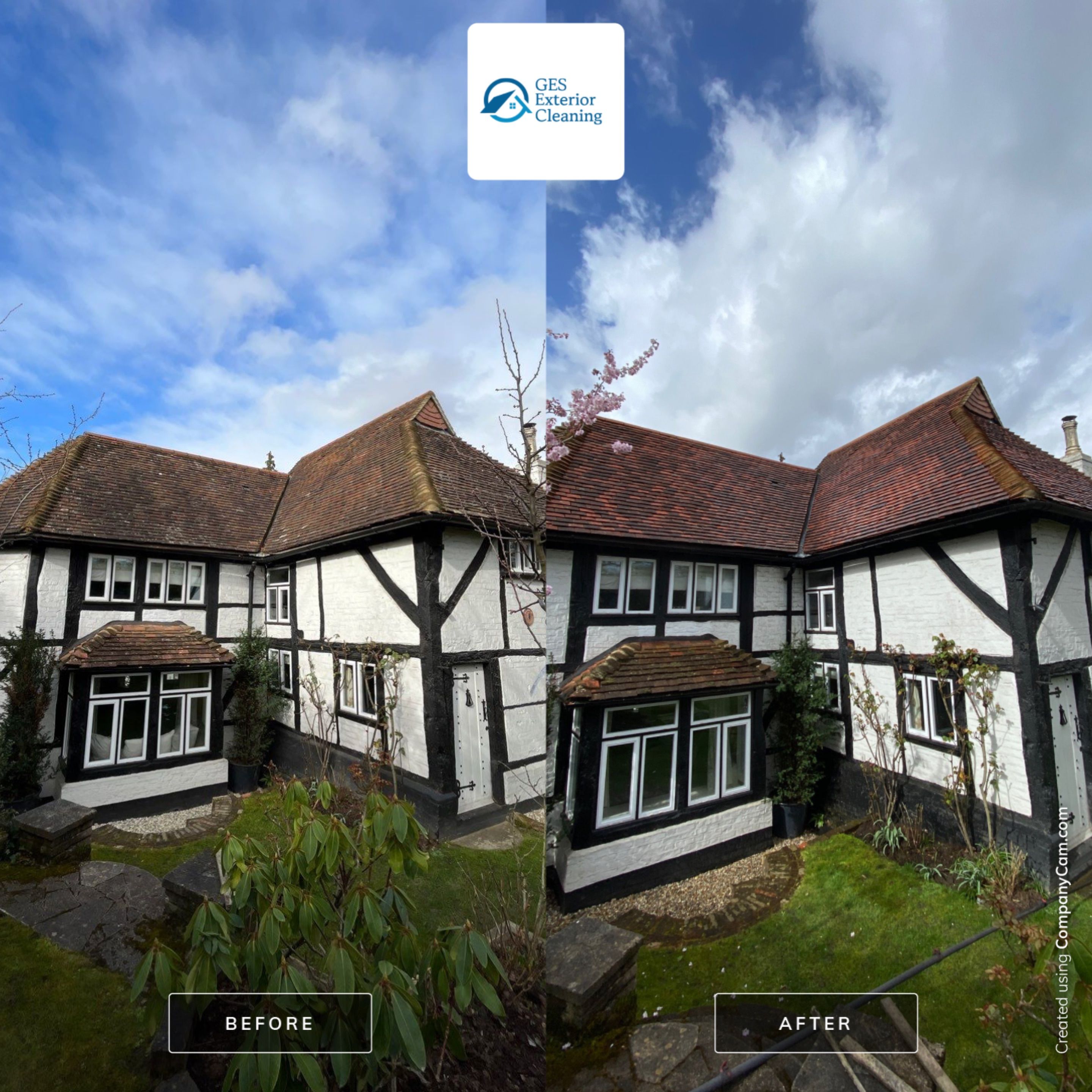 Roof Clean and Biocide Treatment using Mosmatic FSC and Biocide by Ges Exterior Cleaning ltd