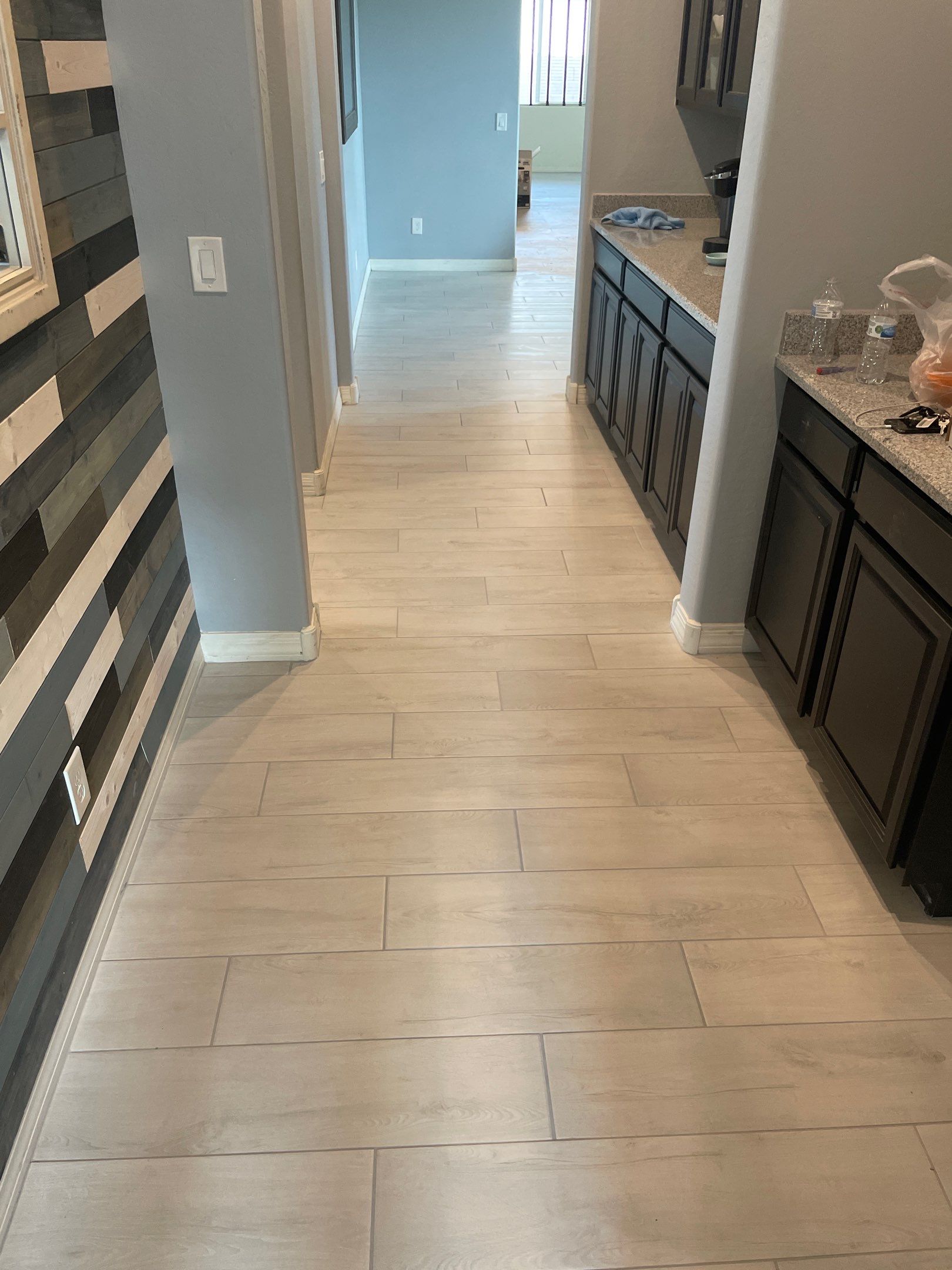 Wood Look Tile Floors and an Extra Large Shower  by Footprints Floors of Chandler 