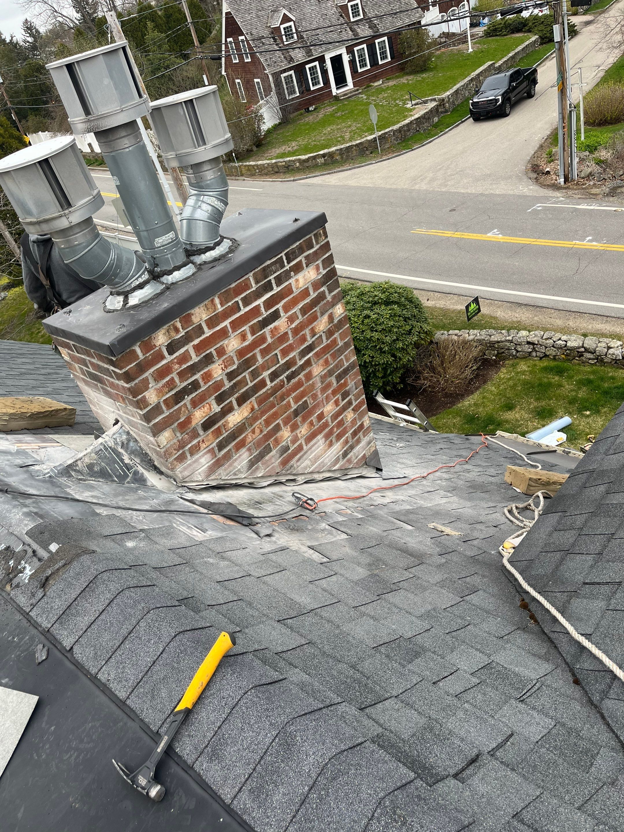 Rubber Roof Repair W/Chimney Reflash by Tall pine roofing