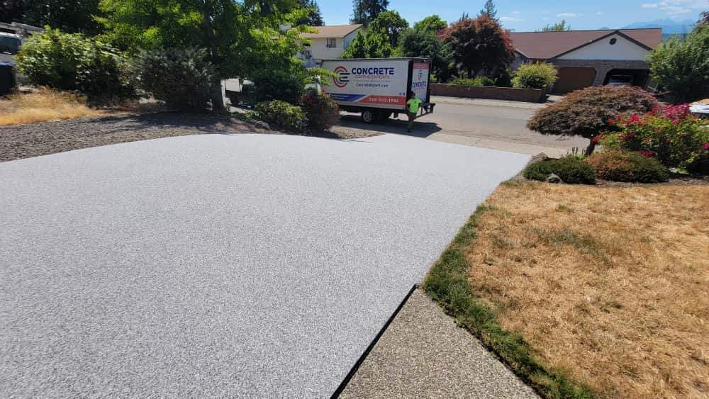 Steep Driveway Strength in Poseidon Vuba Stone  by Concrete Coating Experts Inc.