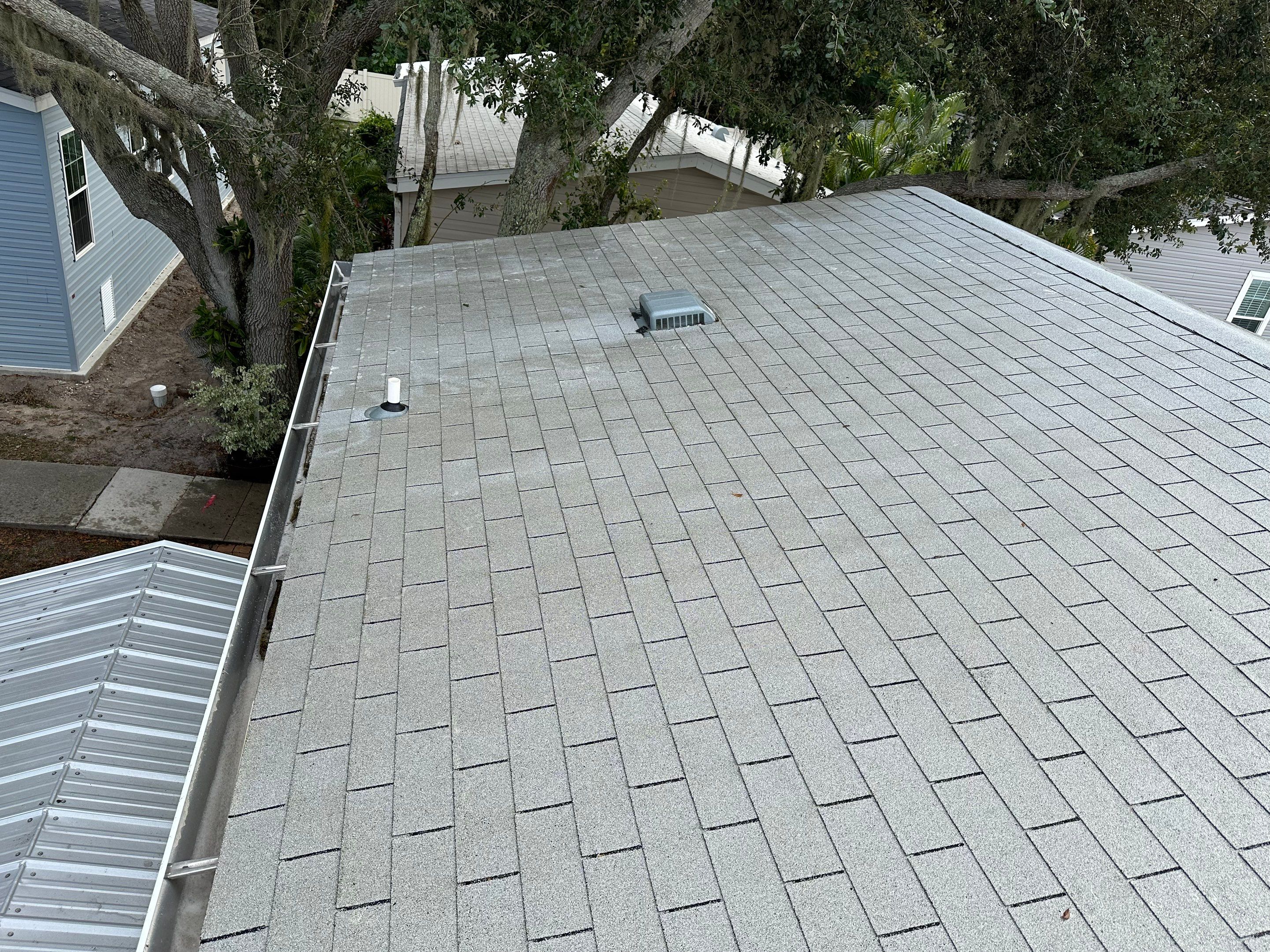 Roof Soft Wash for Double-Wide Manufactured Home in Fisherman’s Cove RV Park, Terra Ceia, FL by Sunshine AquaWash