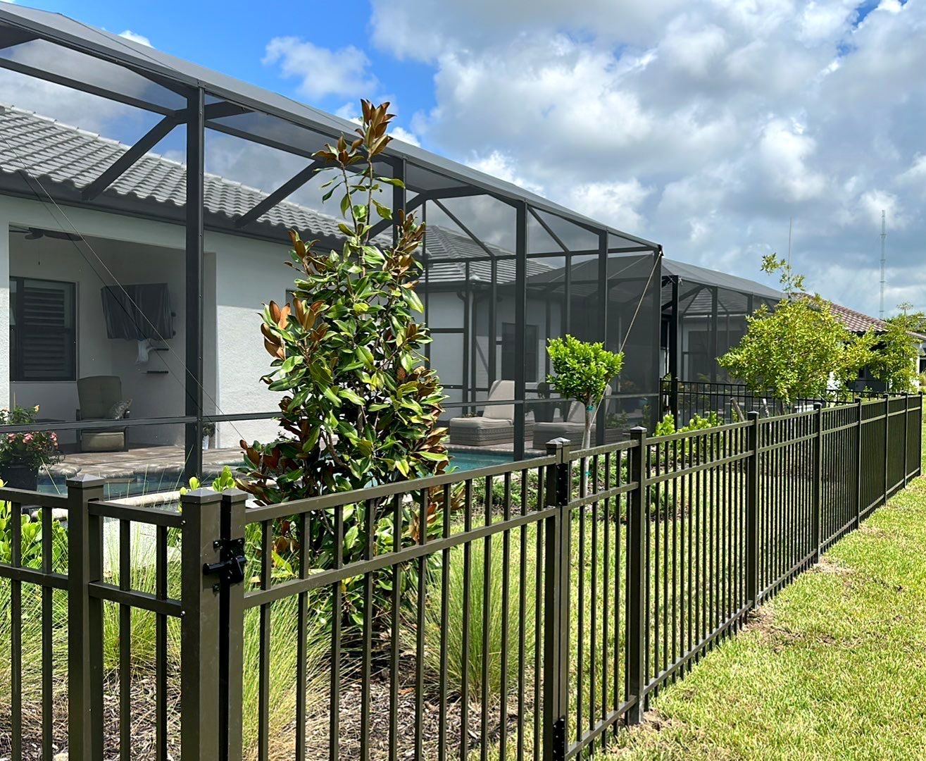 Aluminum Fence Installation using Bronze 3 Rail Aluminum Fence by Asap fence and gates, LLC
