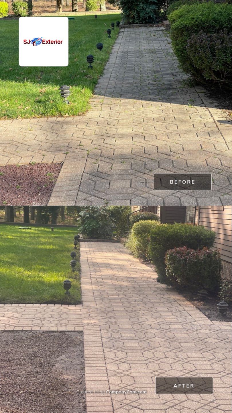 Pavers Cleaned, Garage and Concrete walls by SJ Exterior