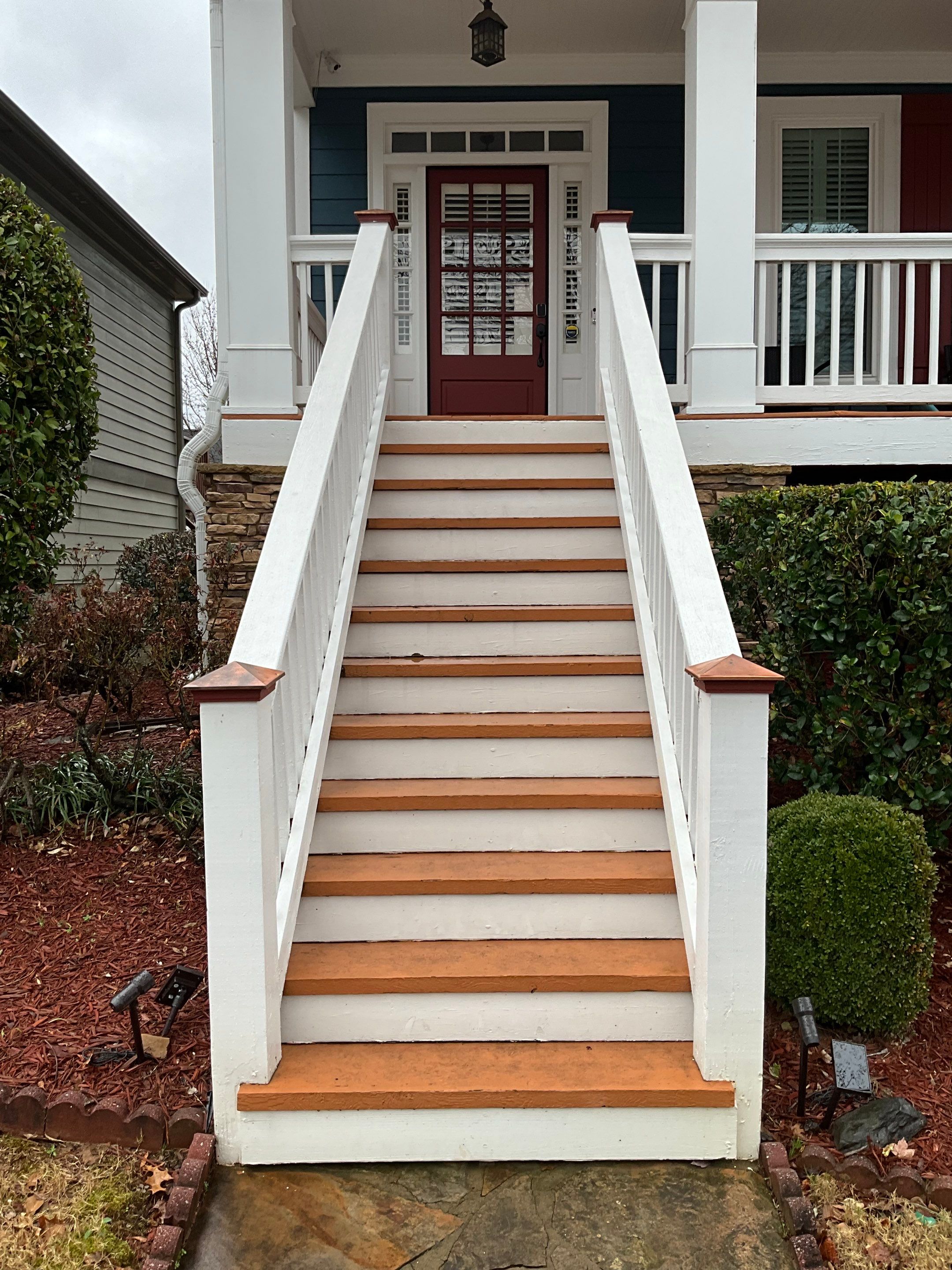 Pressure-Treated Wood Front Porch Stair Reconstruction in Atlanta by Swift Home Renovations
