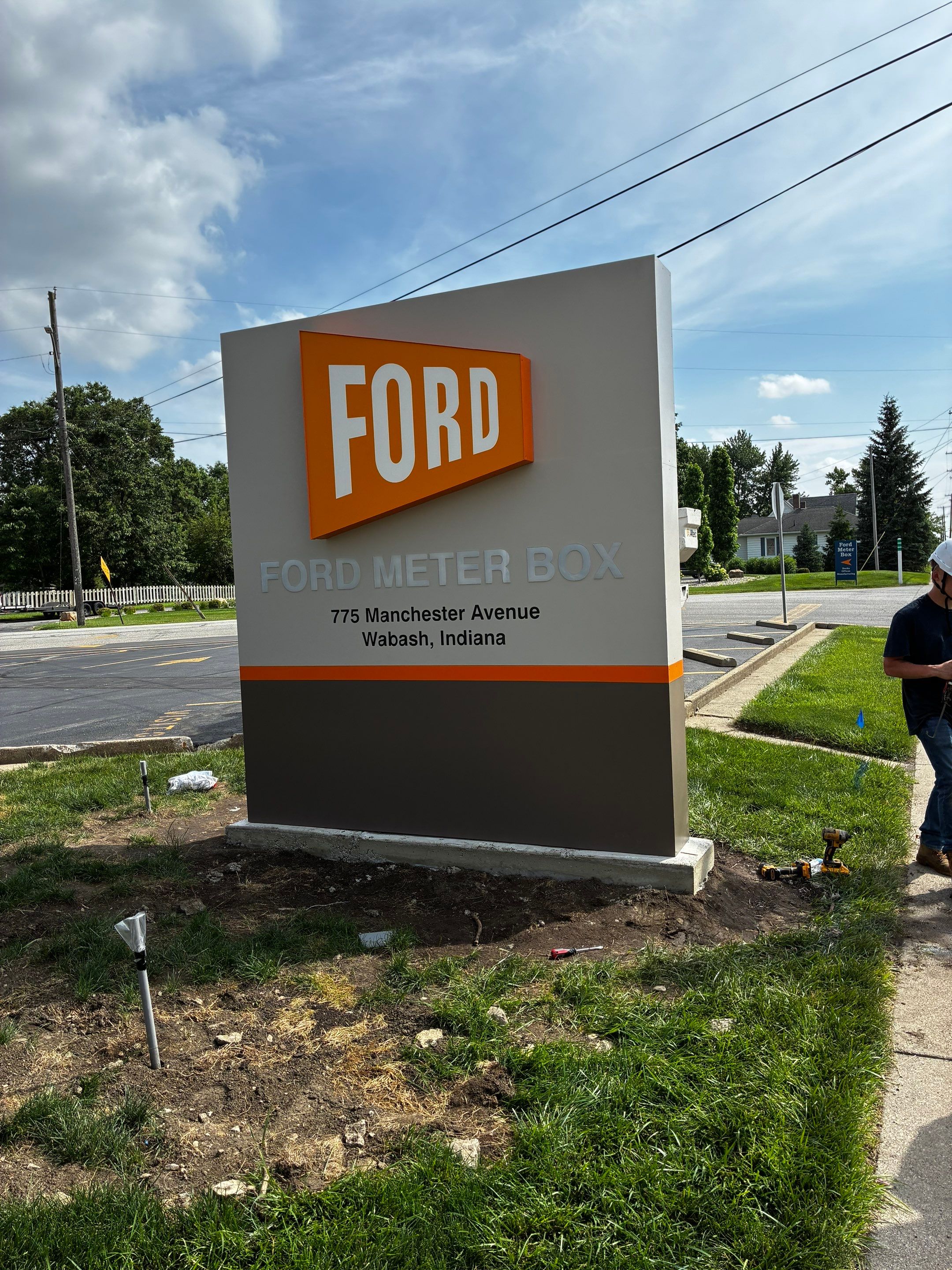 Monument Signage Installation and Site Wayfinding for Ford Meter Box by Hayes Design co