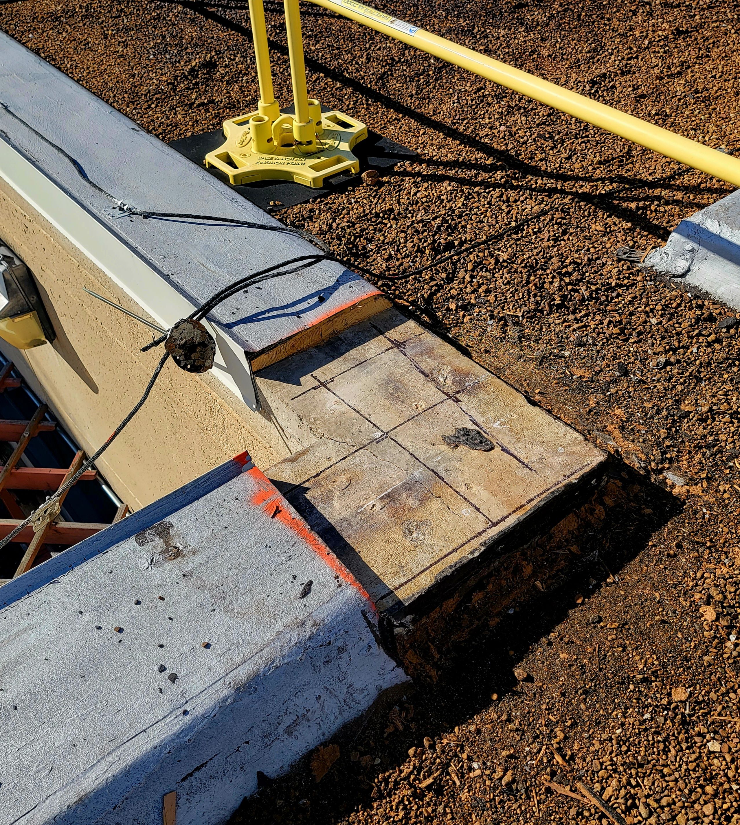 Scanning a roof section for rebar by Alsip Locating Service, LLC