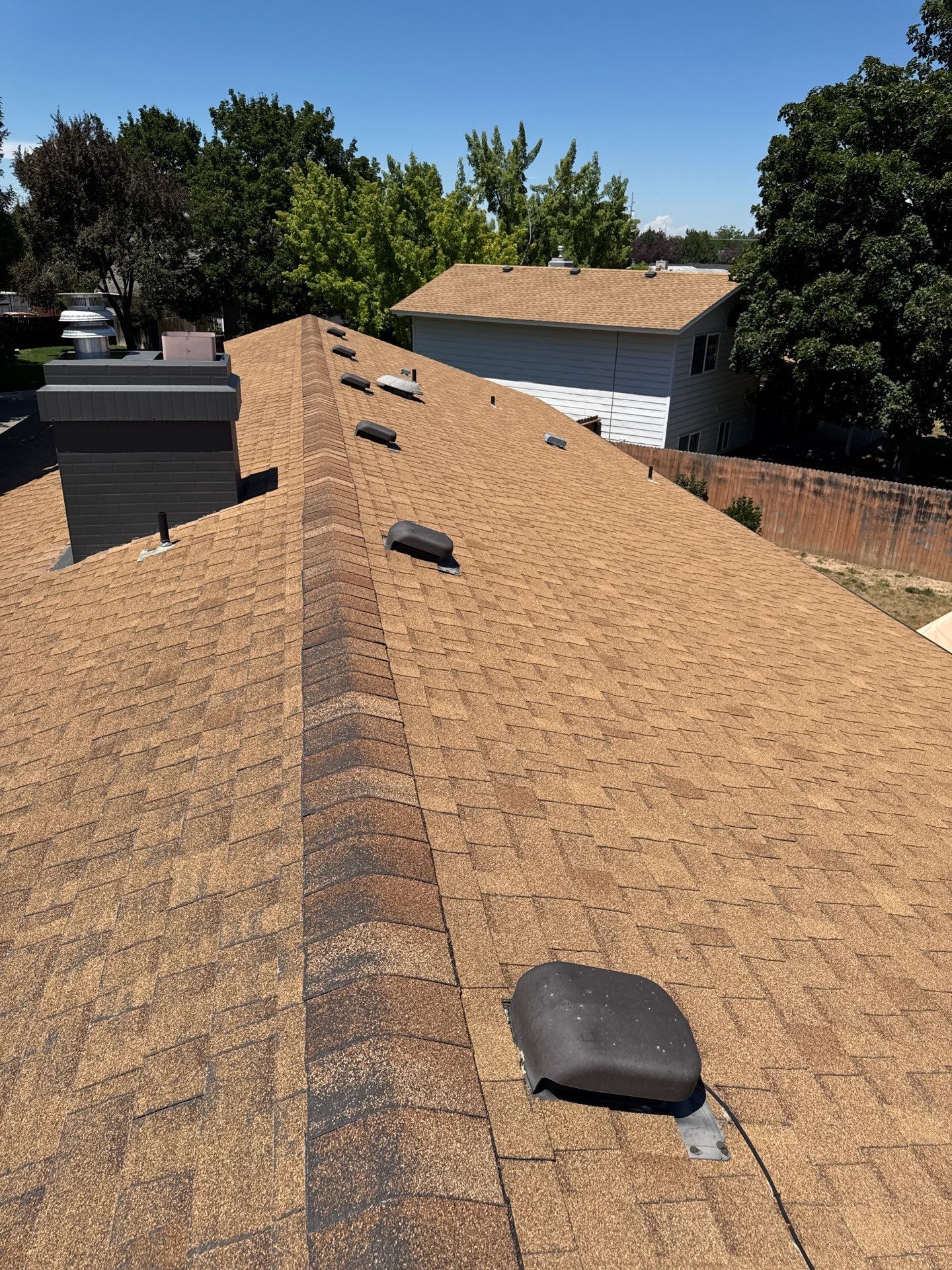 Asphalt Shingle Roof Replacement and Chimney Flashing in Boise by Olive Roofing