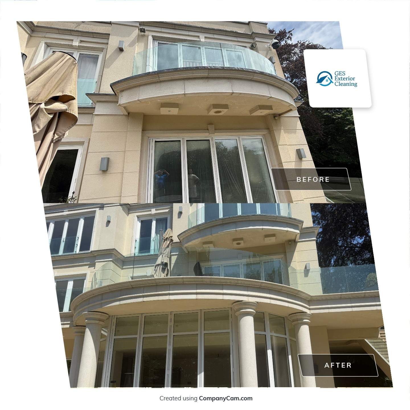Full Exterior Cleaning of a Neoclassical Estate in Weybridge by Ges Exterior Cleaning ltd